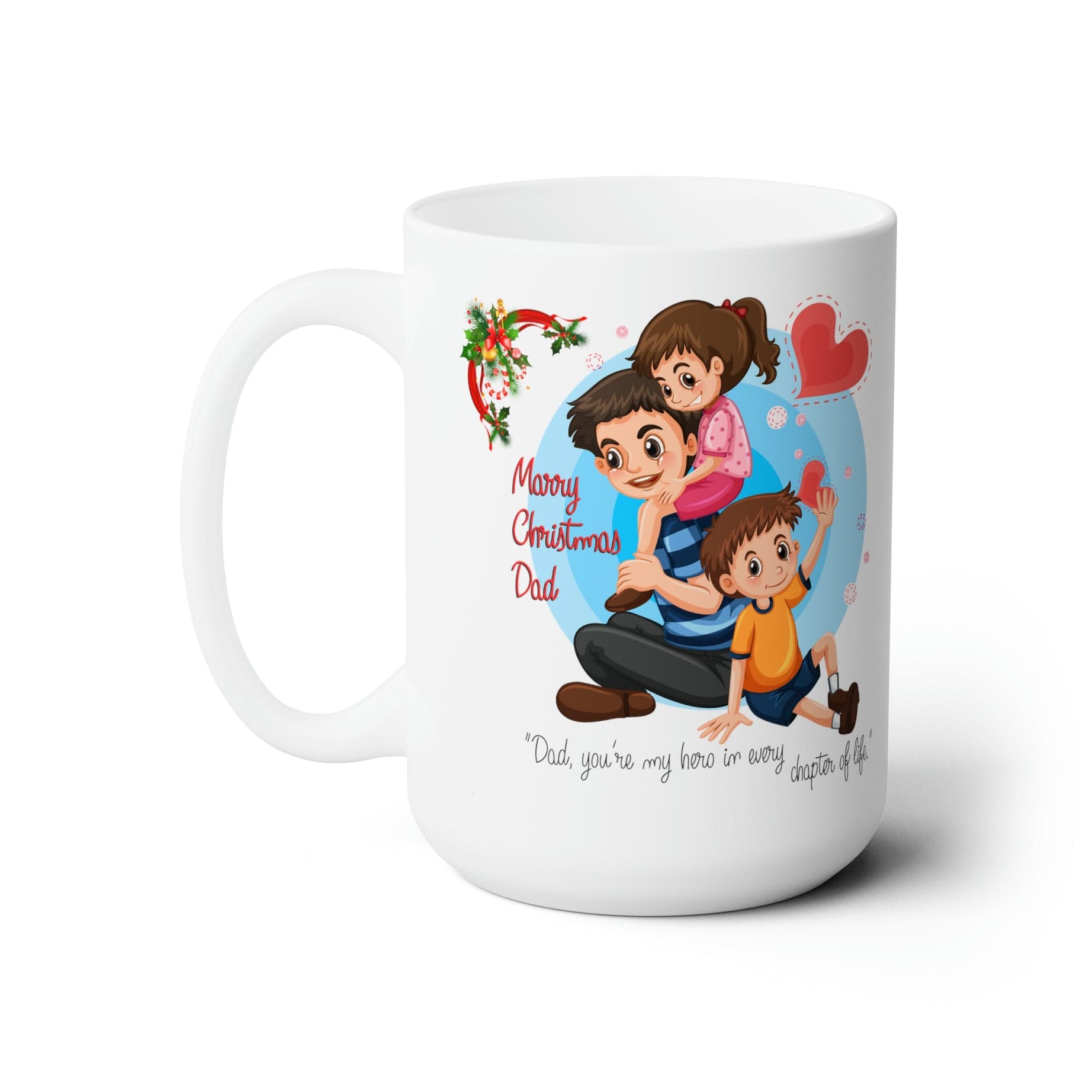 Printify Mug 15oz Merry Mugs: Celebrating Dad-kids Bond on Christmas