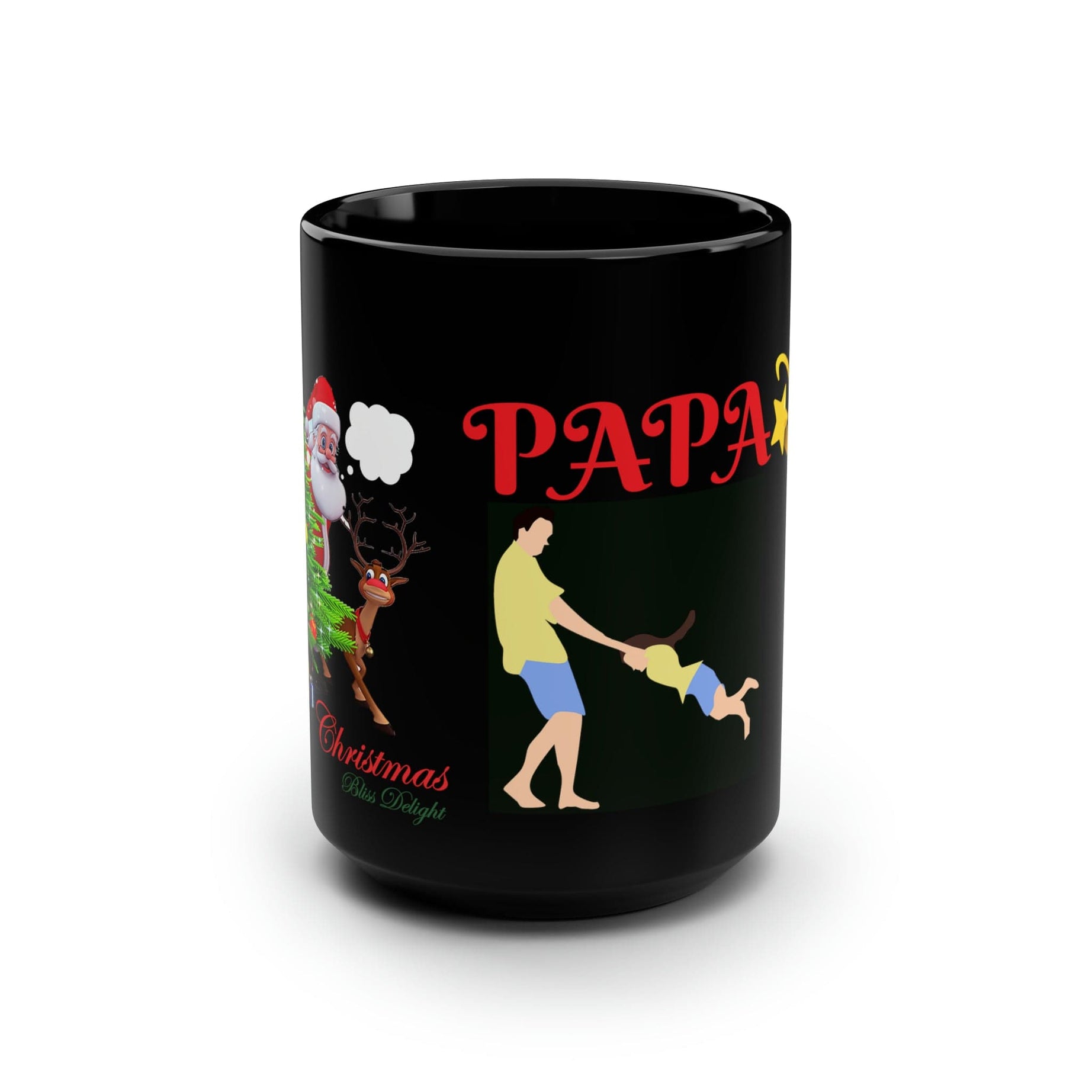 Printify Mug 15oz Santa's Heartwarming Gaze: 15oz Black Mug Capturing Daddy-Daughter Love