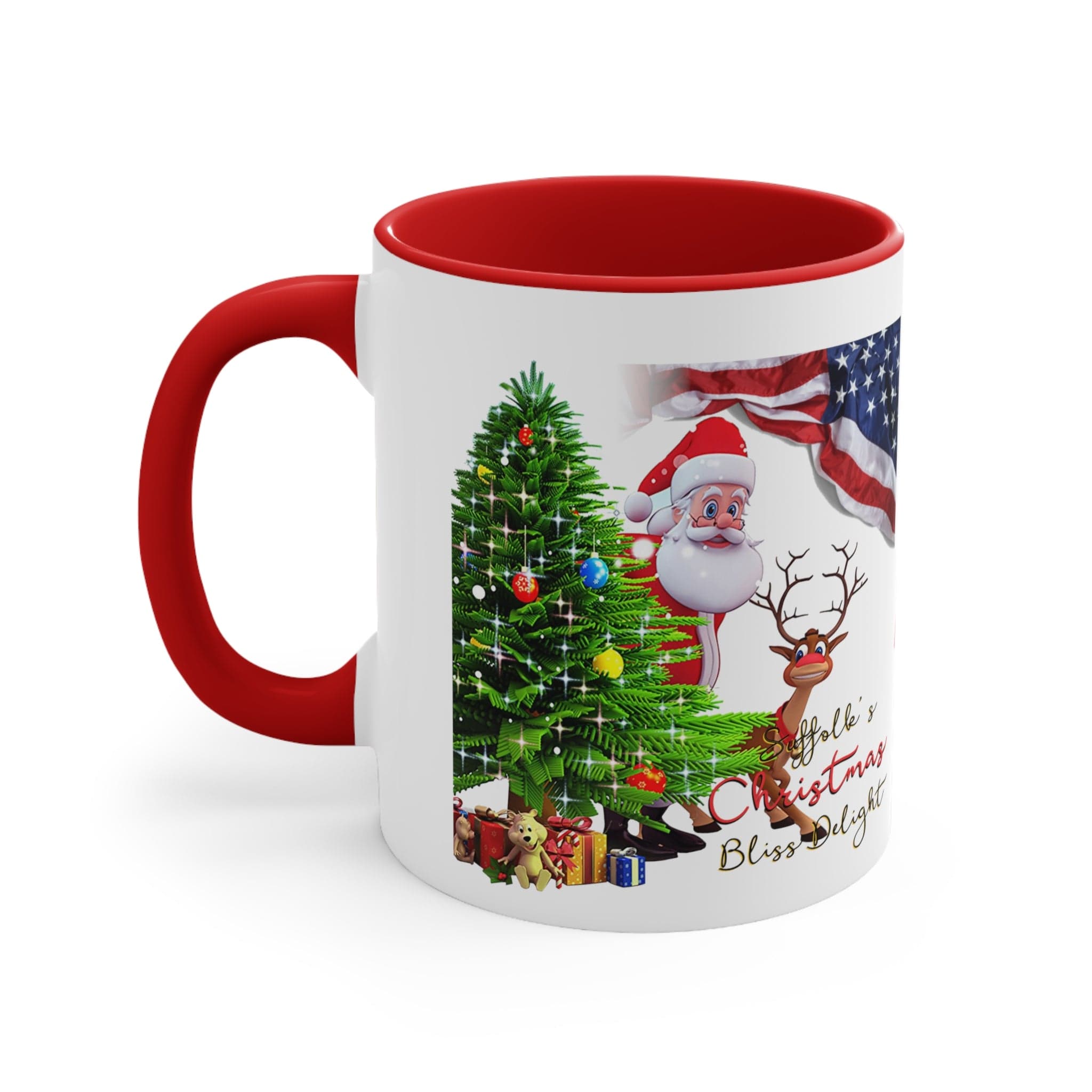 Printify Mug Red / 11oz Christmas Cheers in Every Sip: 11oz Accent Coffee Mug for American Friends