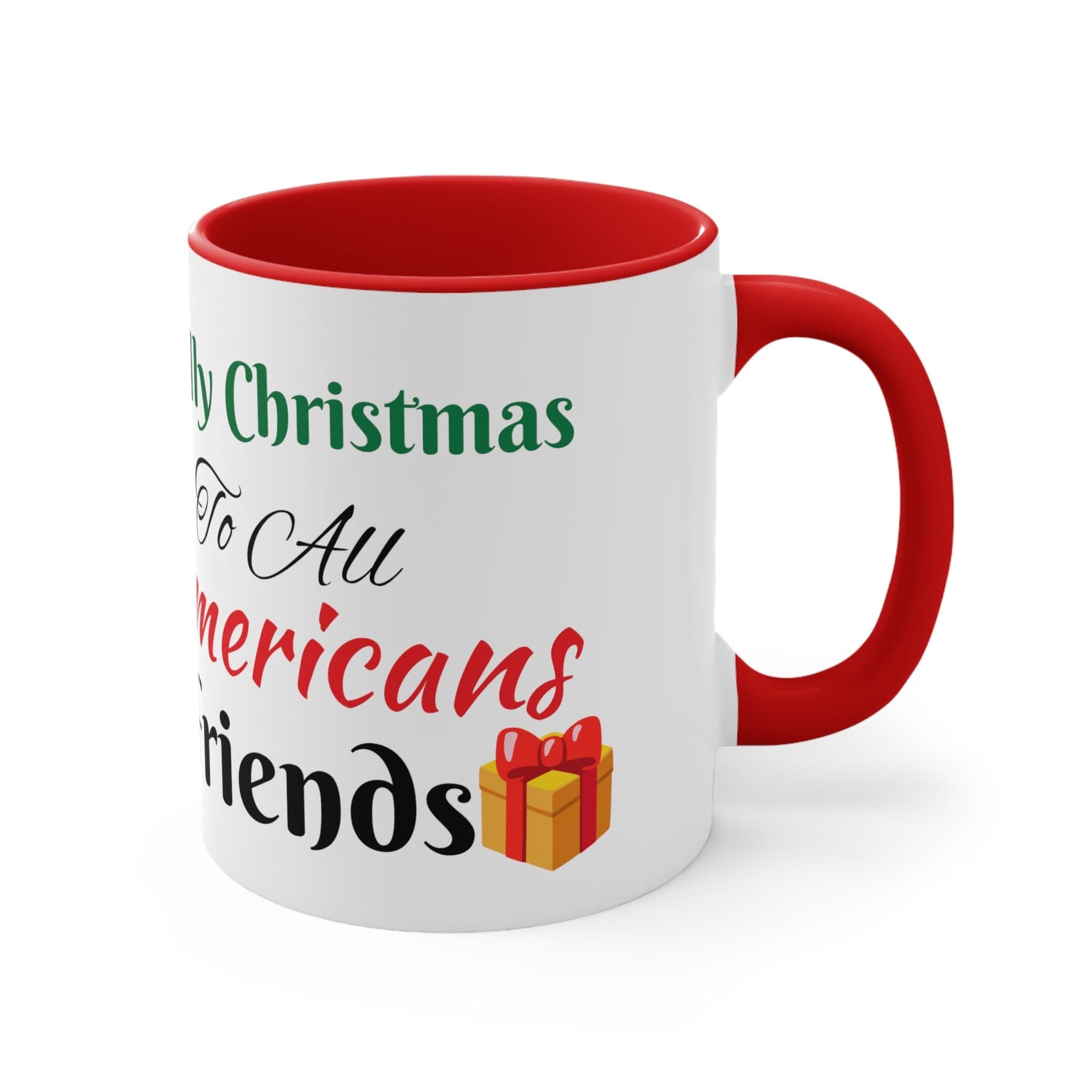 Printify Mug Red / 11oz Christmas Cheers in Every Sip: 11oz Accent Coffee Mug for American Friends