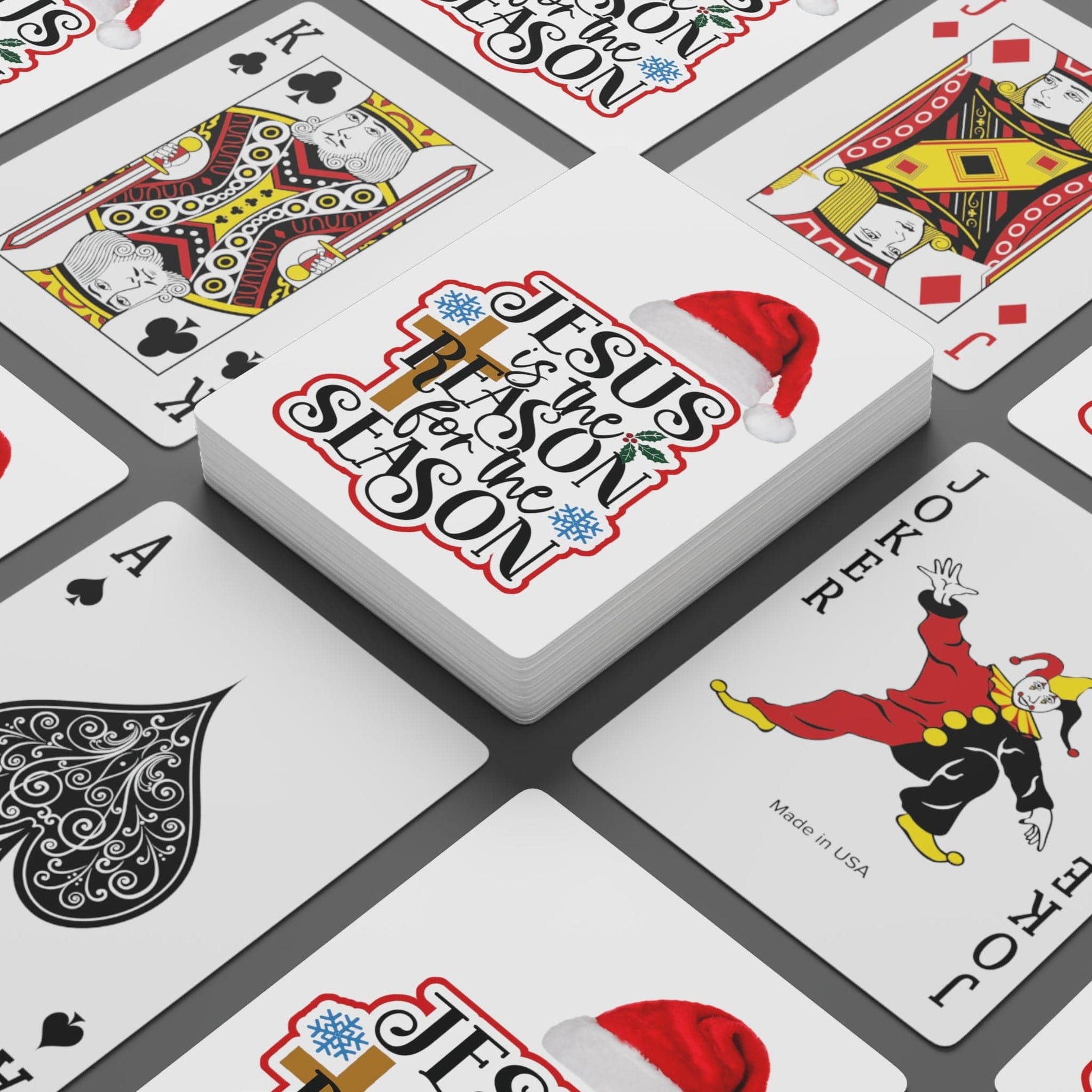 Printify Paper products 2.47" x 3.47" / White / Semi Glossy Christmas designed Custom Poker Cards