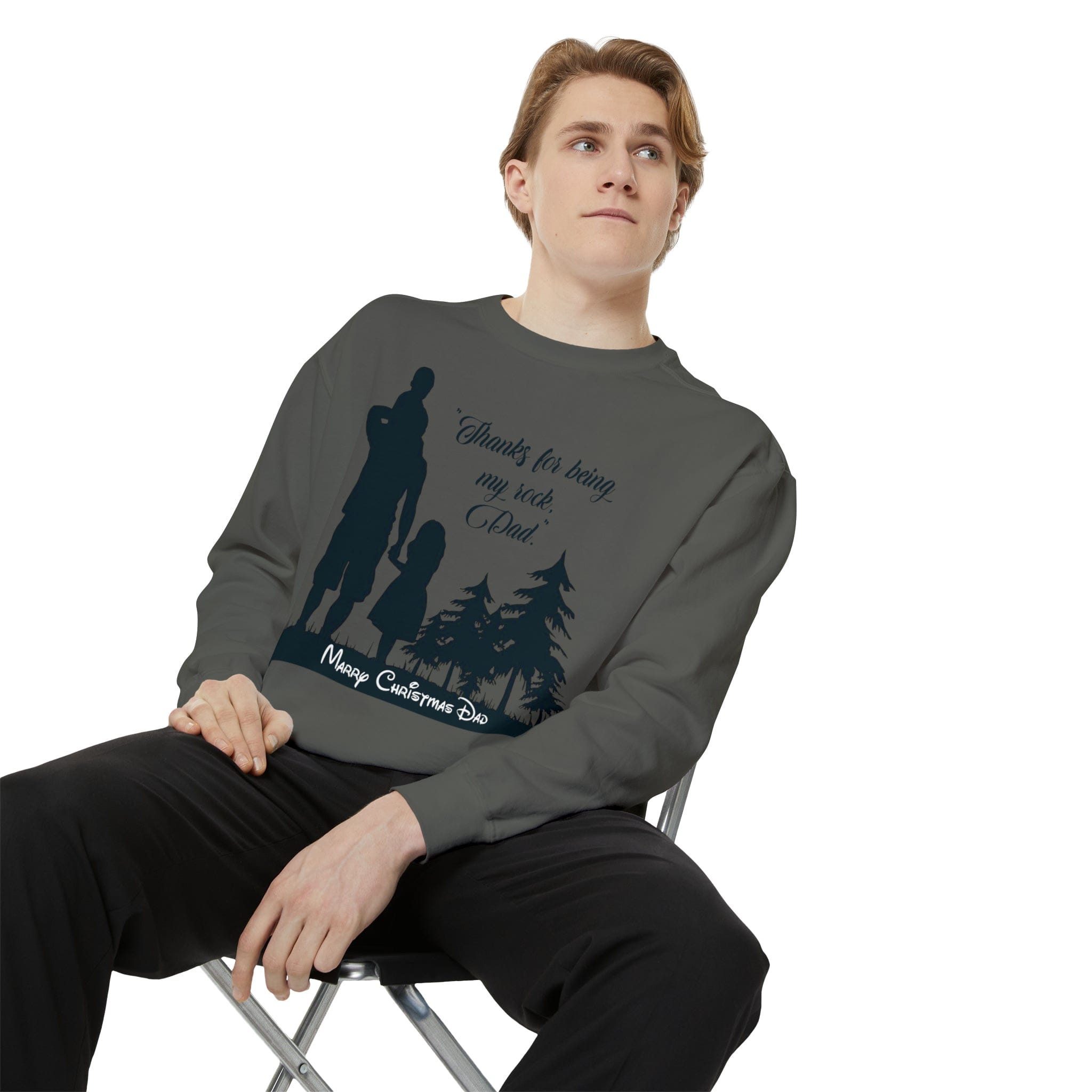 Printify Sweatshirt Cheers to Dad's Love, Daughter's Laughter: Christmas Unisex Garment-Dyed Sweatshirt