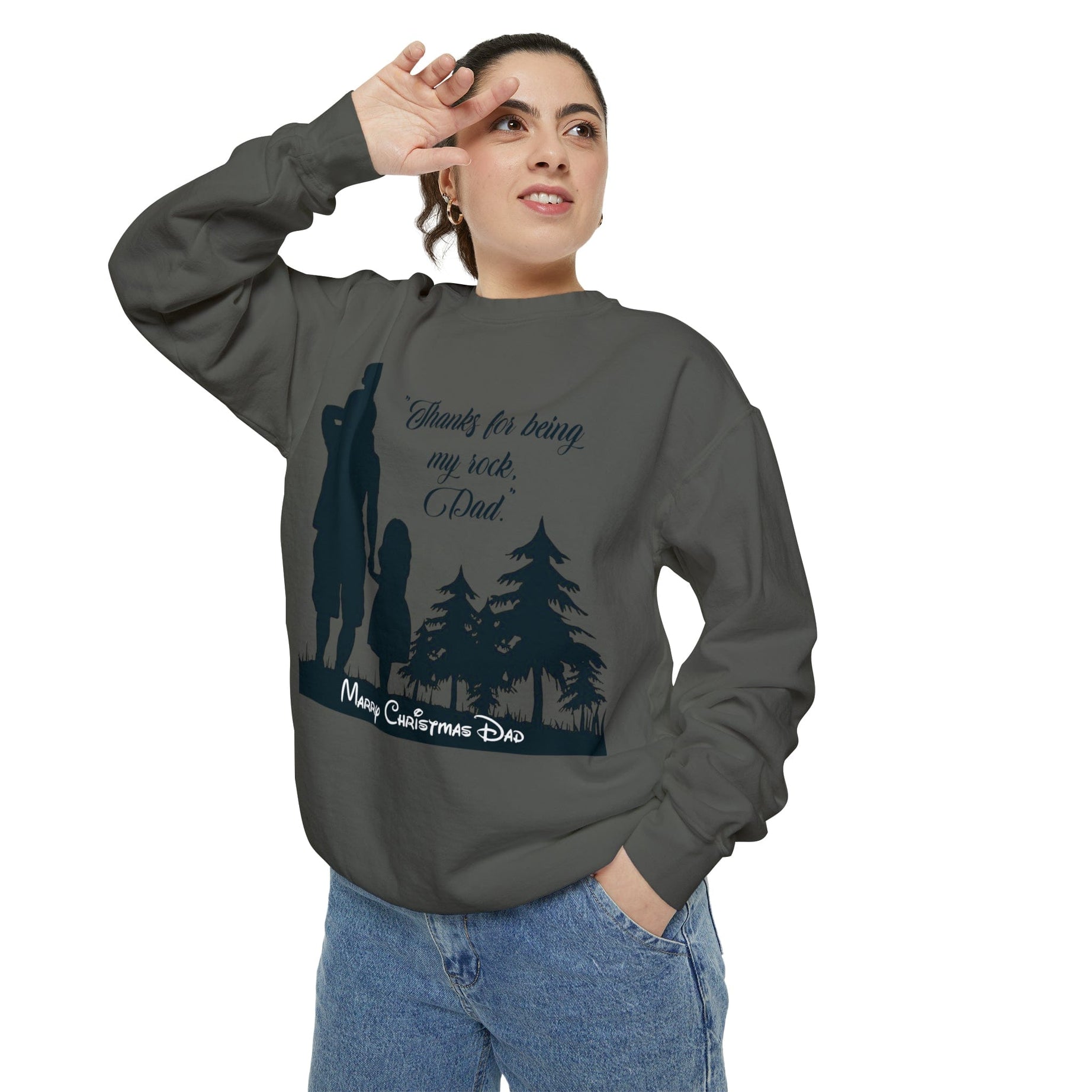 Printify Sweatshirt Cheers to Dad's Love, Daughter's Laughter: Christmas Unisex Garment-Dyed Sweatshirt