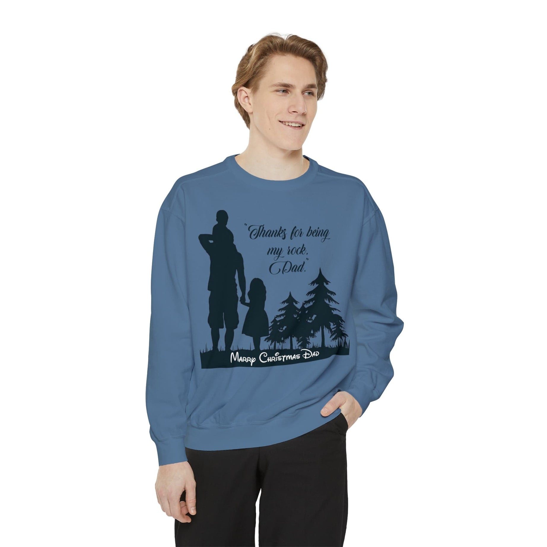 Printify Sweatshirt Cheers to Dad's Love, Daughter's Laughter: Christmas Unisex Garment-Dyed Sweatshirt