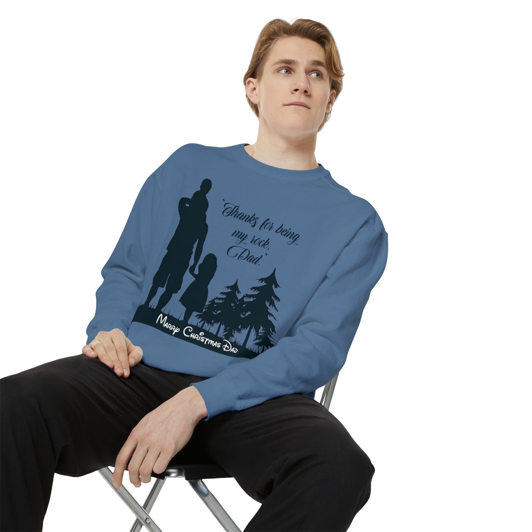 Printify Sweatshirt Cheers to Dad's Love, Daughter's Laughter: Christmas Unisex Garment-Dyed Sweatshirt