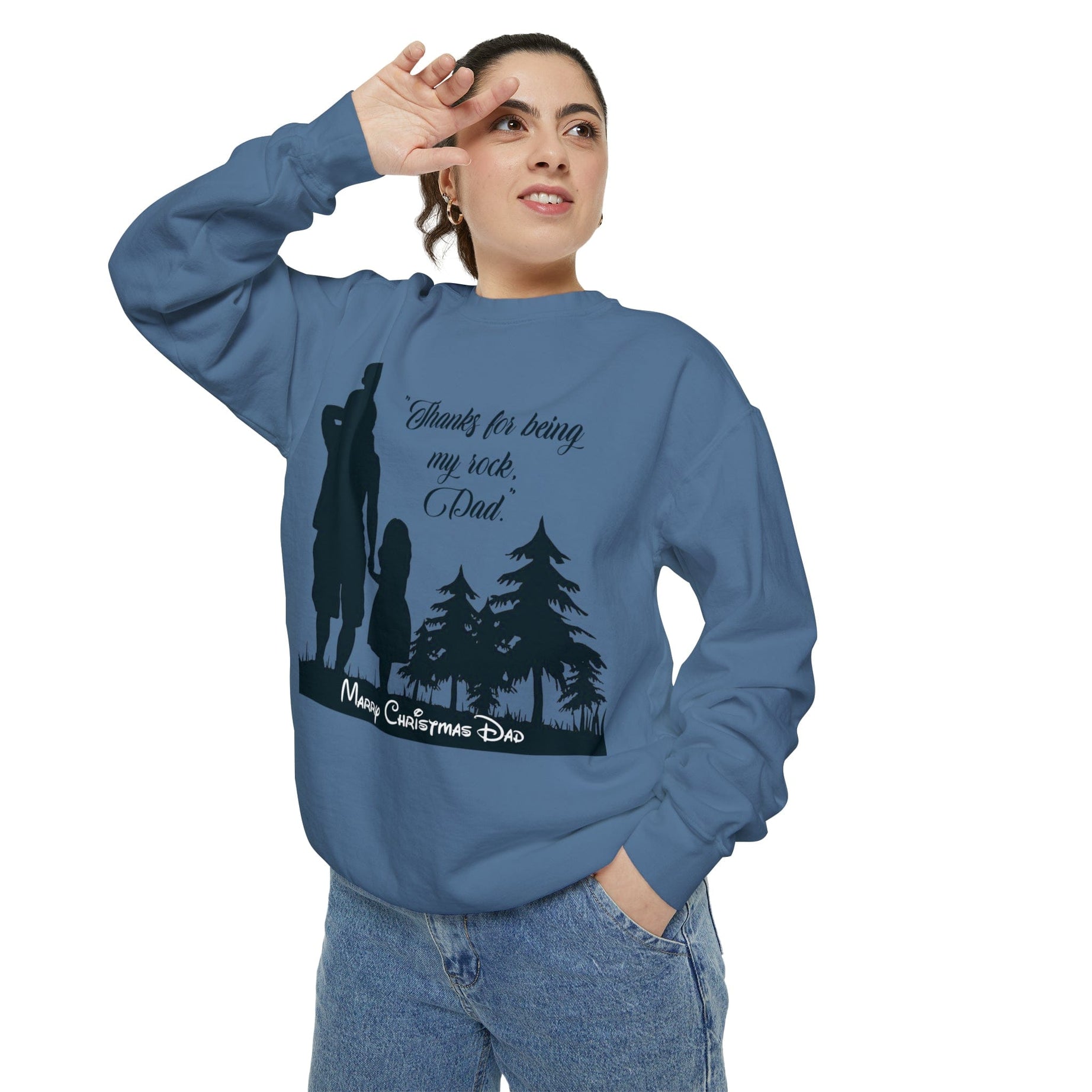 Printify Sweatshirt Cheers to Dad's Love, Daughter's Laughter: Christmas Unisex Garment-Dyed Sweatshirt