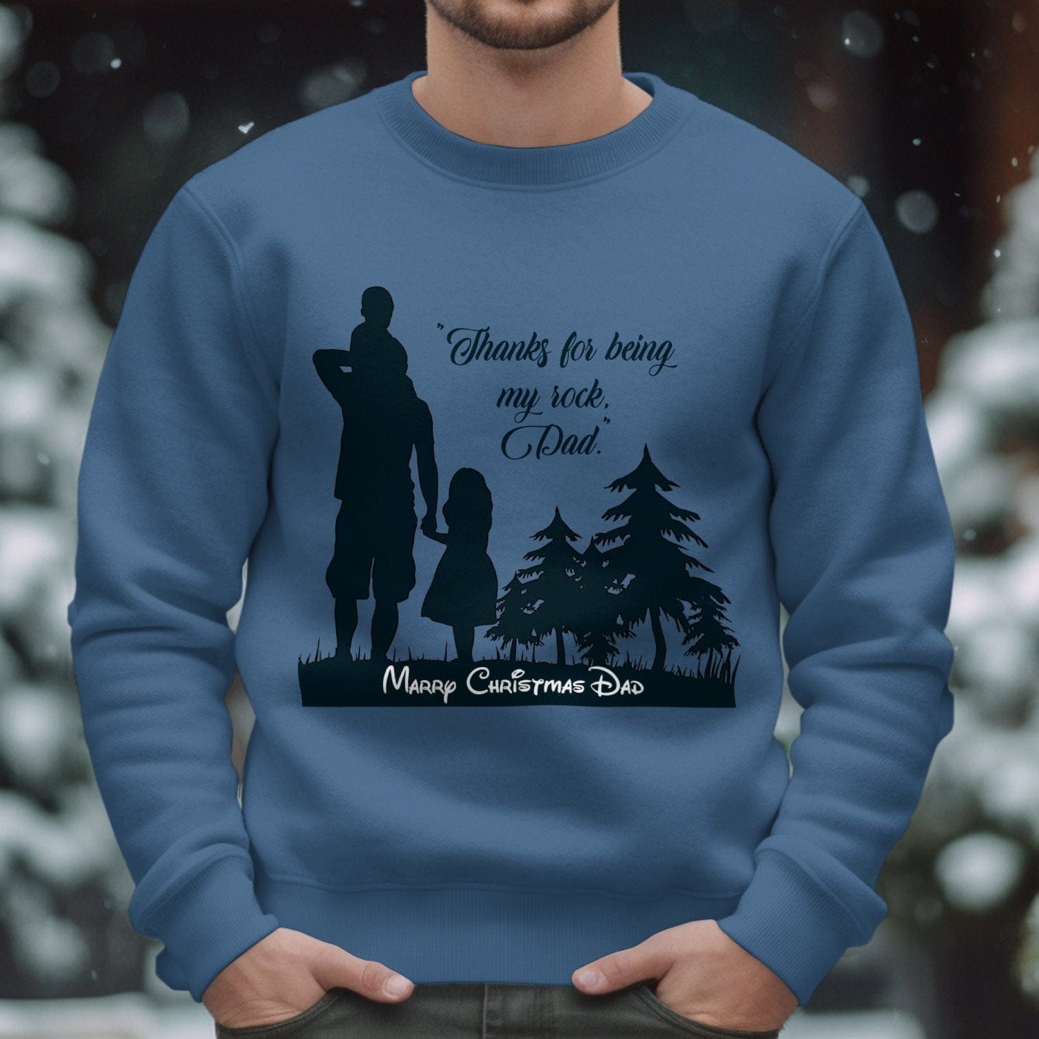 Printify Sweatshirt Cheers to Dad's Love, Daughter's Laughter: Christmas Unisex Garment-Dyed Sweatshirt