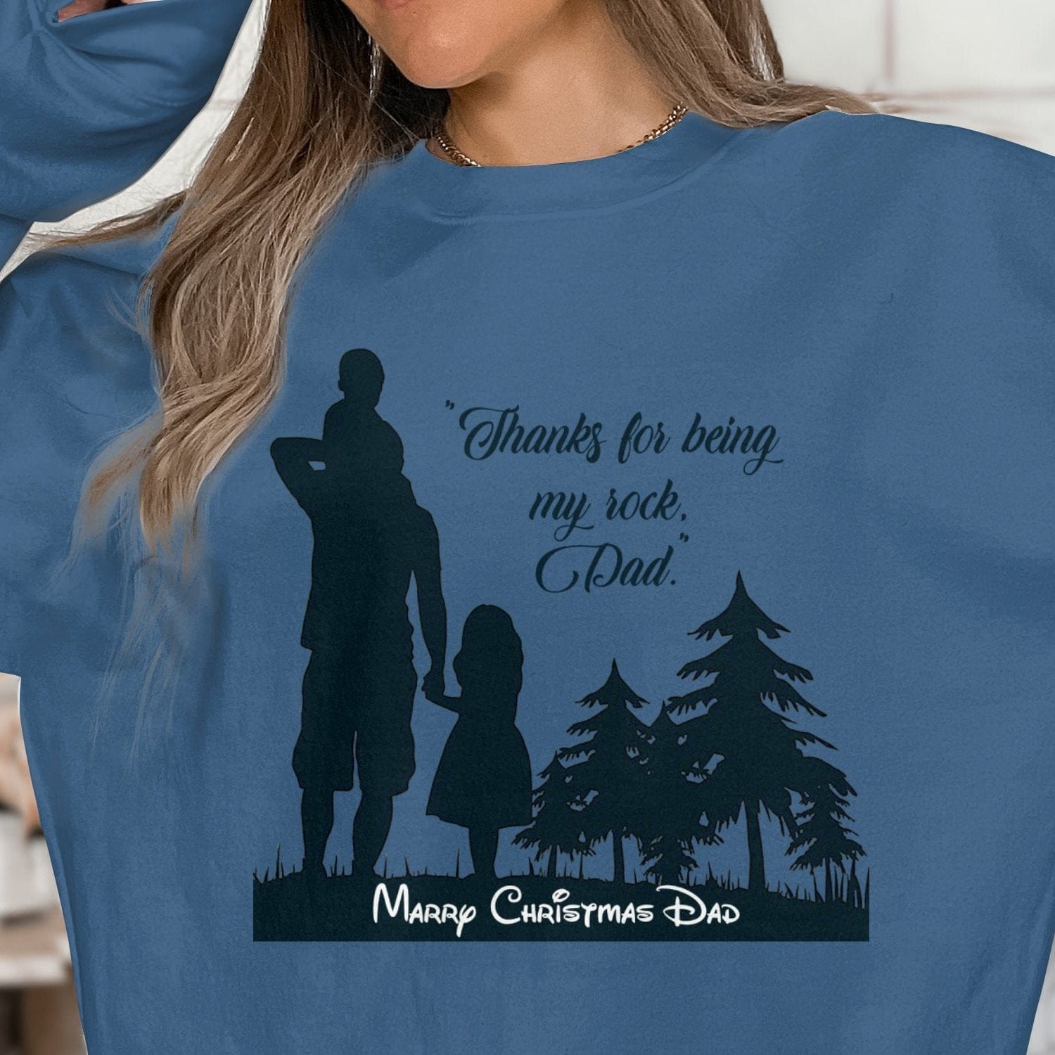 Printify Sweatshirt Cheers to Dad's Love, Daughter's Laughter: Christmas Unisex Garment-Dyed Sweatshirt