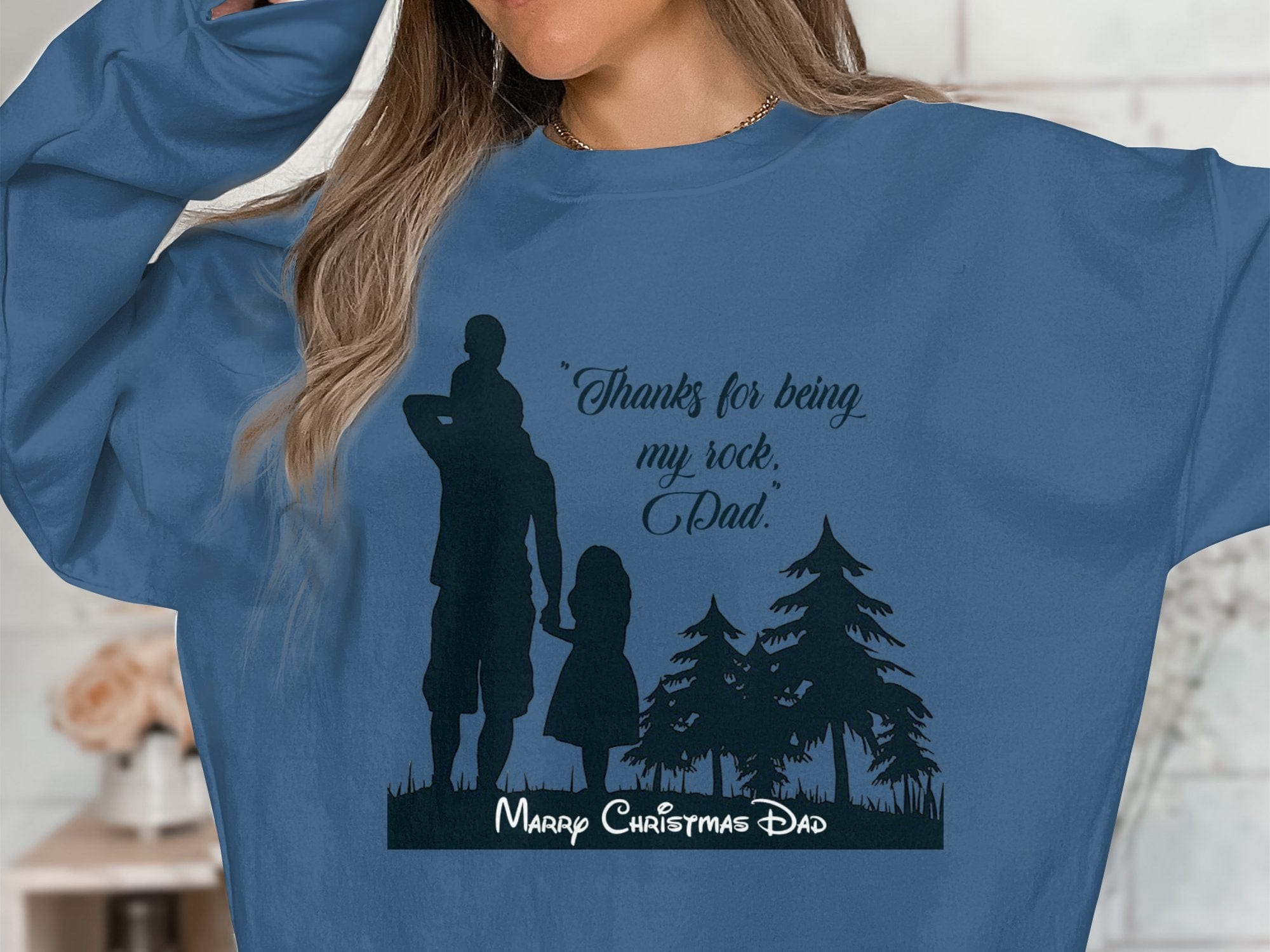 Printify Sweatshirt Cheers to Dad's Love, Daughter's Laughter: Christmas Unisex Garment-Dyed Sweatshirt