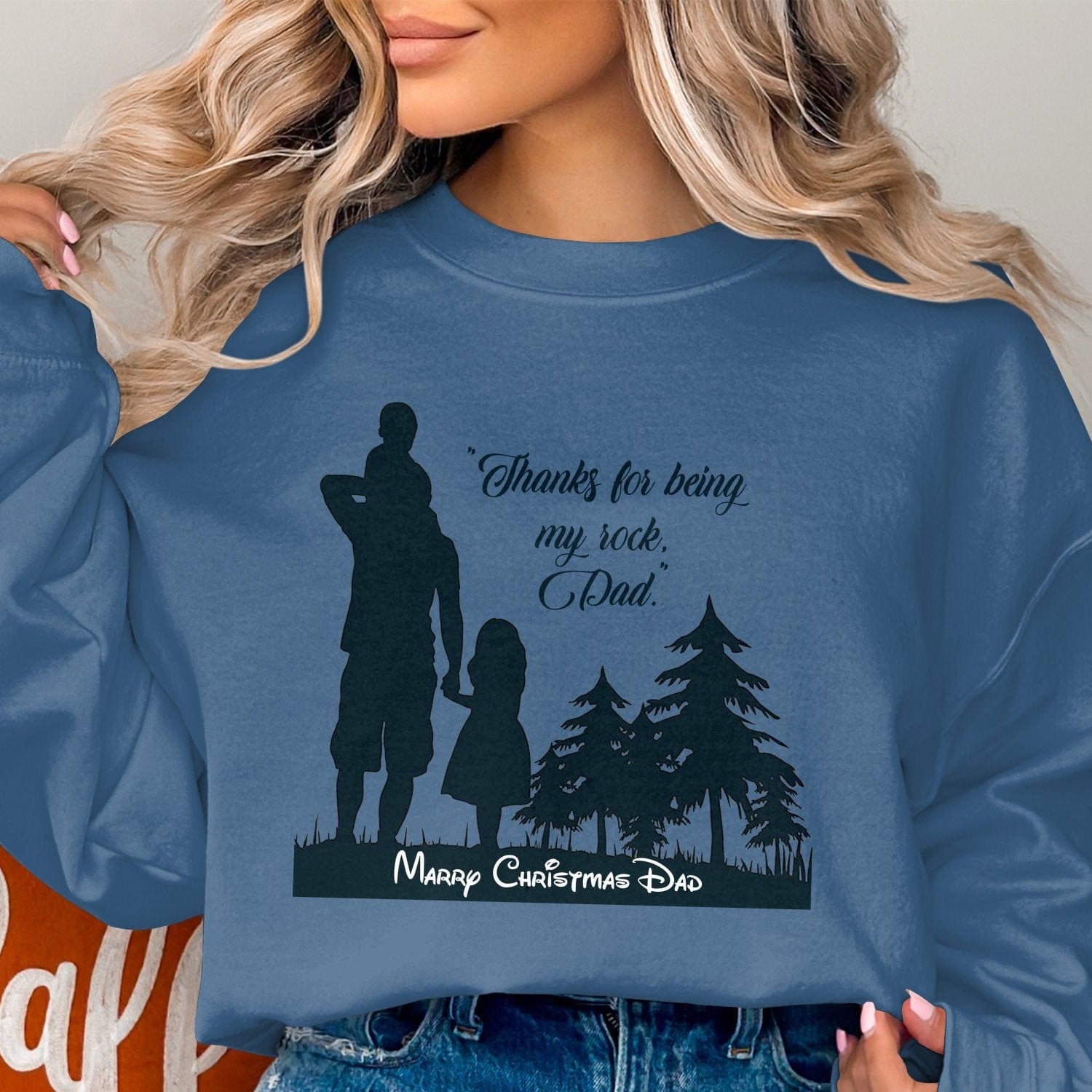 Printify Sweatshirt Cheers to Dad's Love, Daughter's Laughter: Christmas Unisex Garment-Dyed Sweatshirt