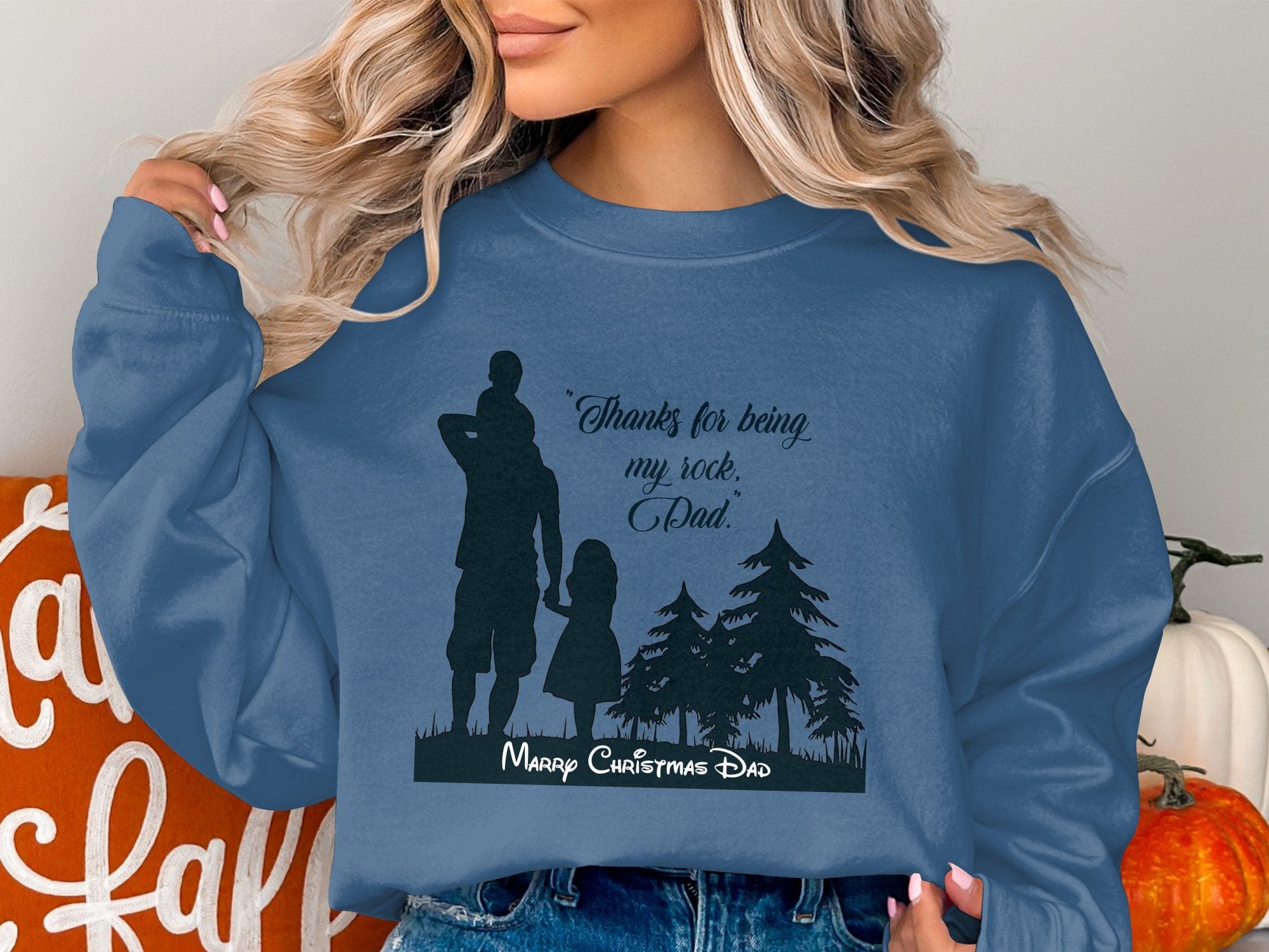 Printify Sweatshirt Cheers to Dad's Love, Daughter's Laughter: Christmas Unisex Garment-Dyed Sweatshirt