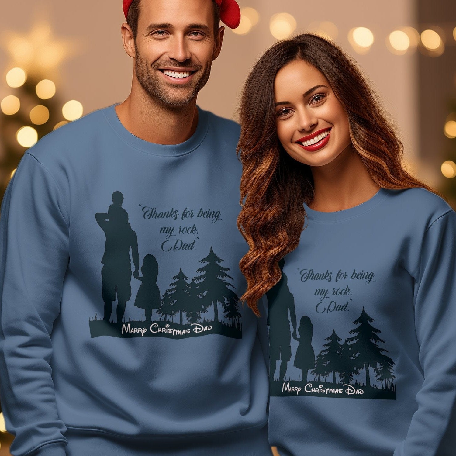 Printify Sweatshirt Cheers to Dad's Love, Daughter's Laughter: Christmas Unisex Garment-Dyed Sweatshirt