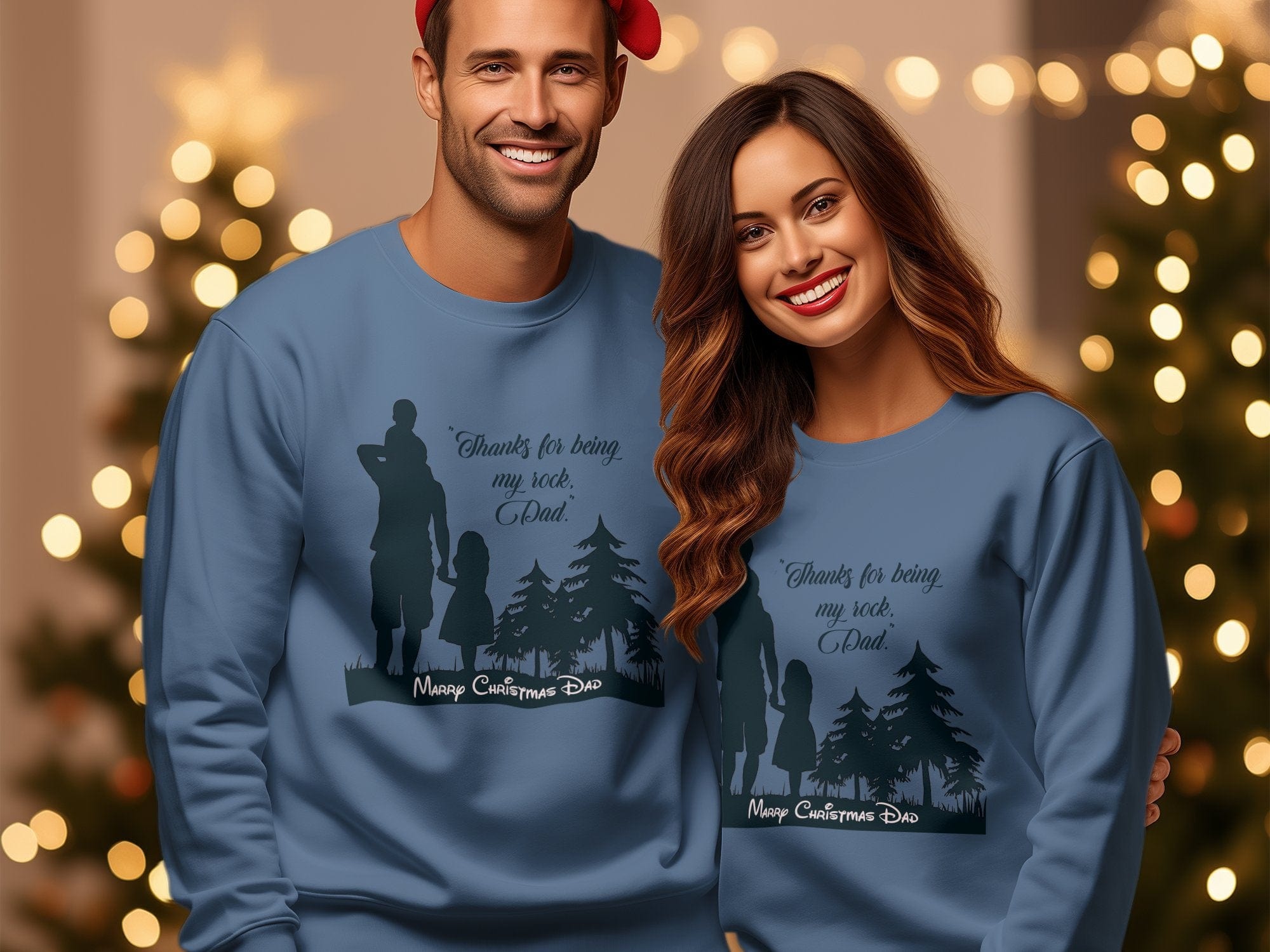 Printify Sweatshirt Cheers to Dad's Love, Daughter's Laughter: Christmas Unisex Garment-Dyed Sweatshirt