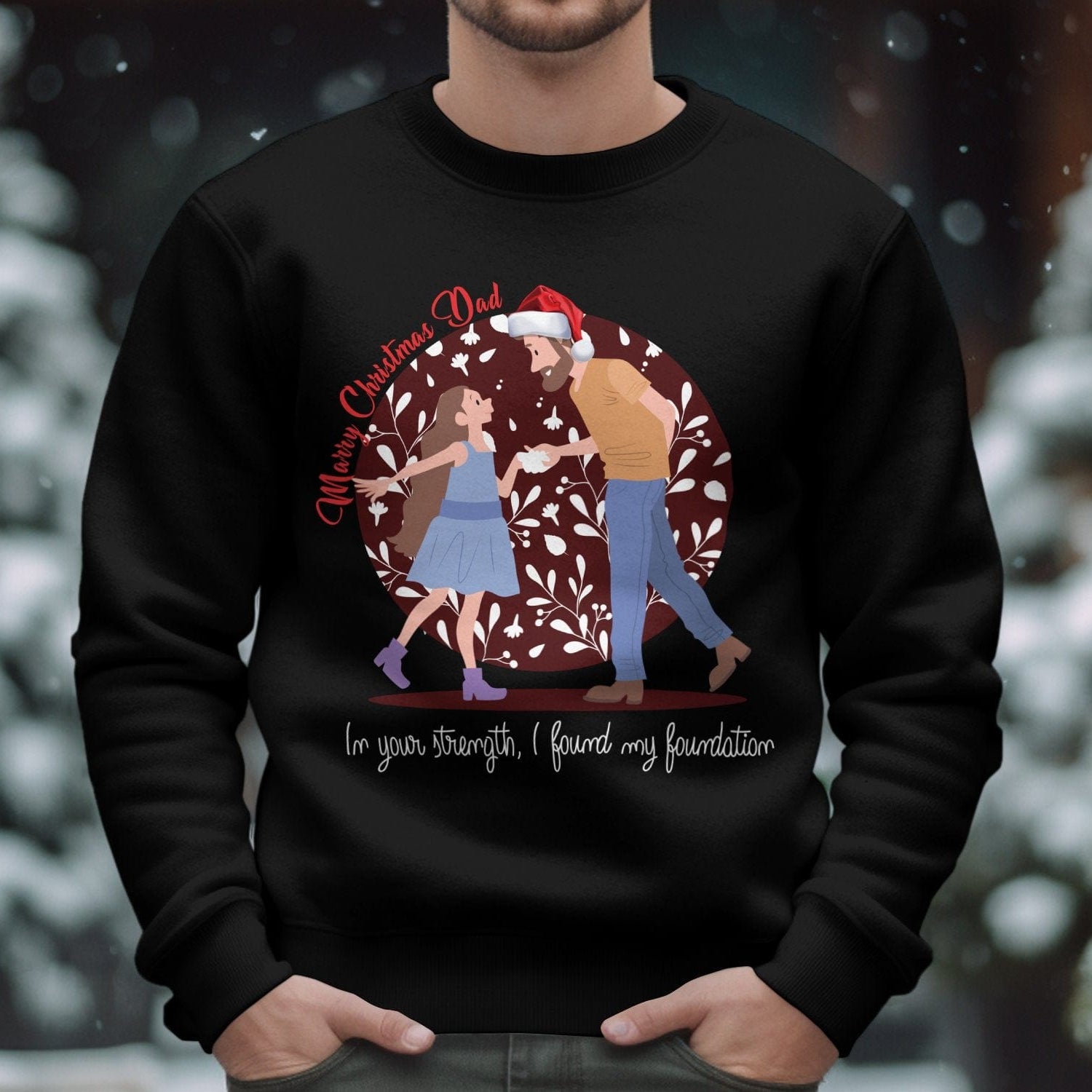 Printify Sweatshirt Cheers to Dad's Love, Daughter's Laughter: Christmas Unisex Heavy Blend™ Crewneck Sweatshirt