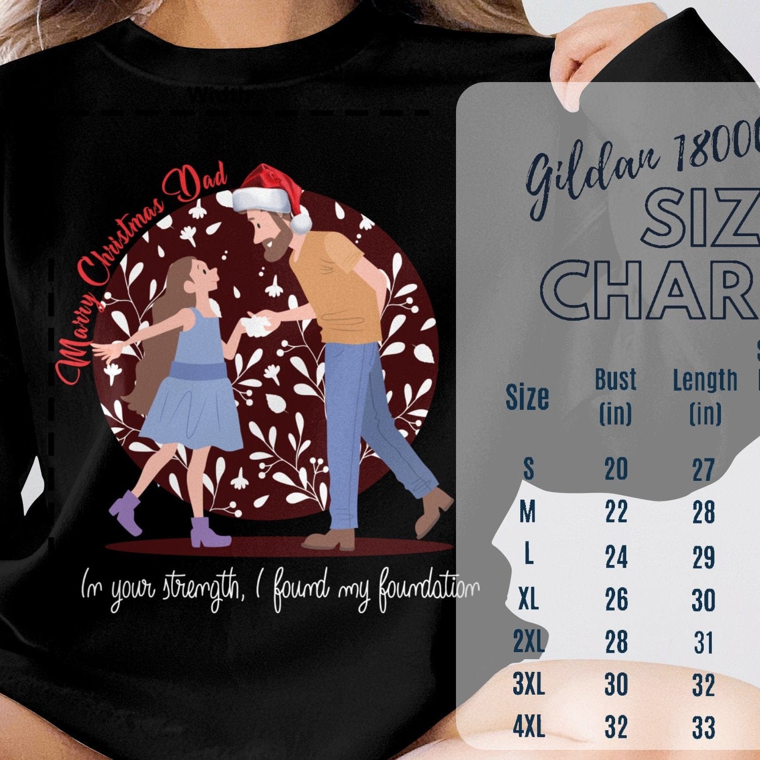 Printify Sweatshirt Cheers to Dad's Love, Daughter's Laughter: Christmas Unisex Heavy Blend™ Crewneck Sweatshirt