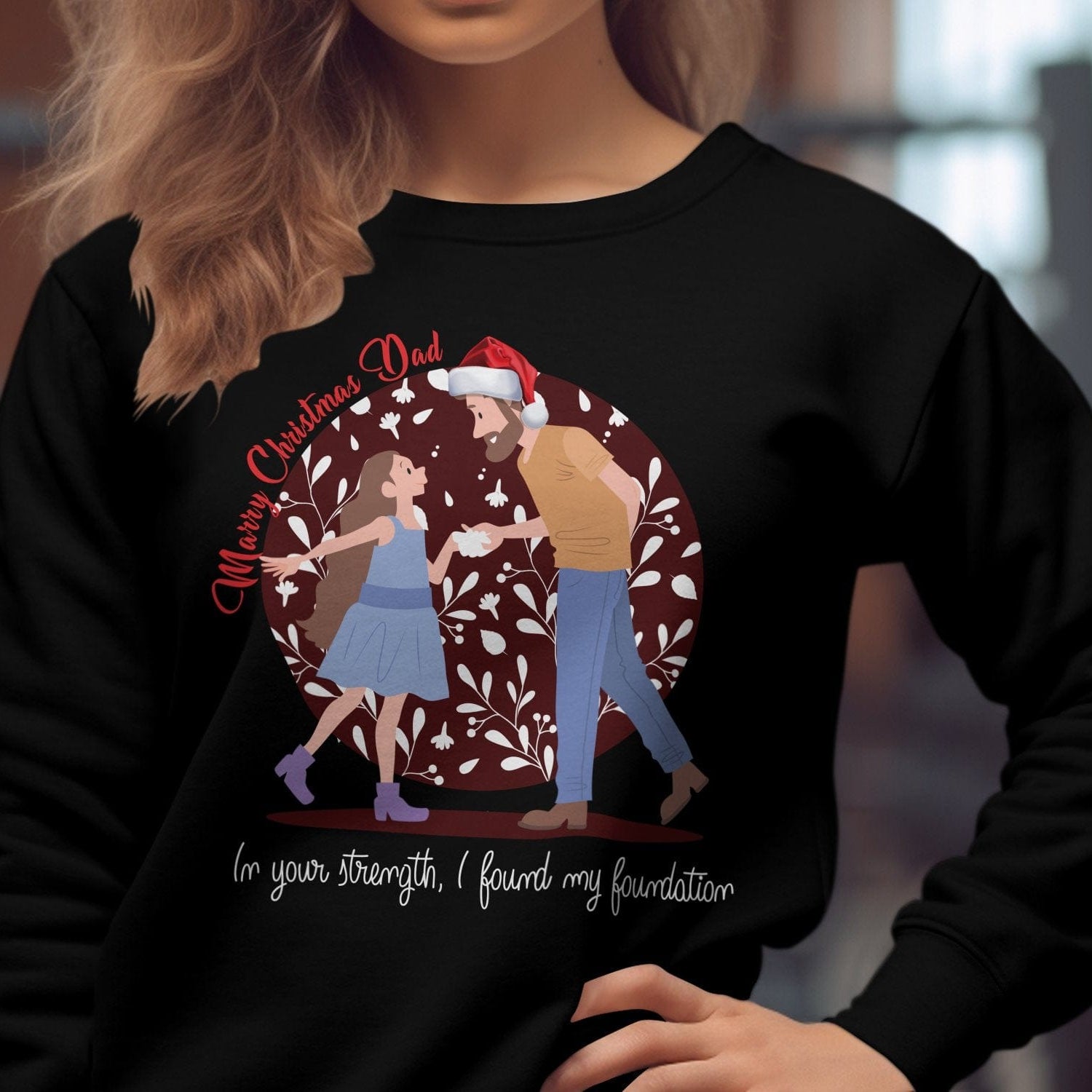 Printify Sweatshirt Cheers to Dad's Love, Daughter's Laughter: Christmas Unisex Heavy Blend™ Crewneck Sweatshirt