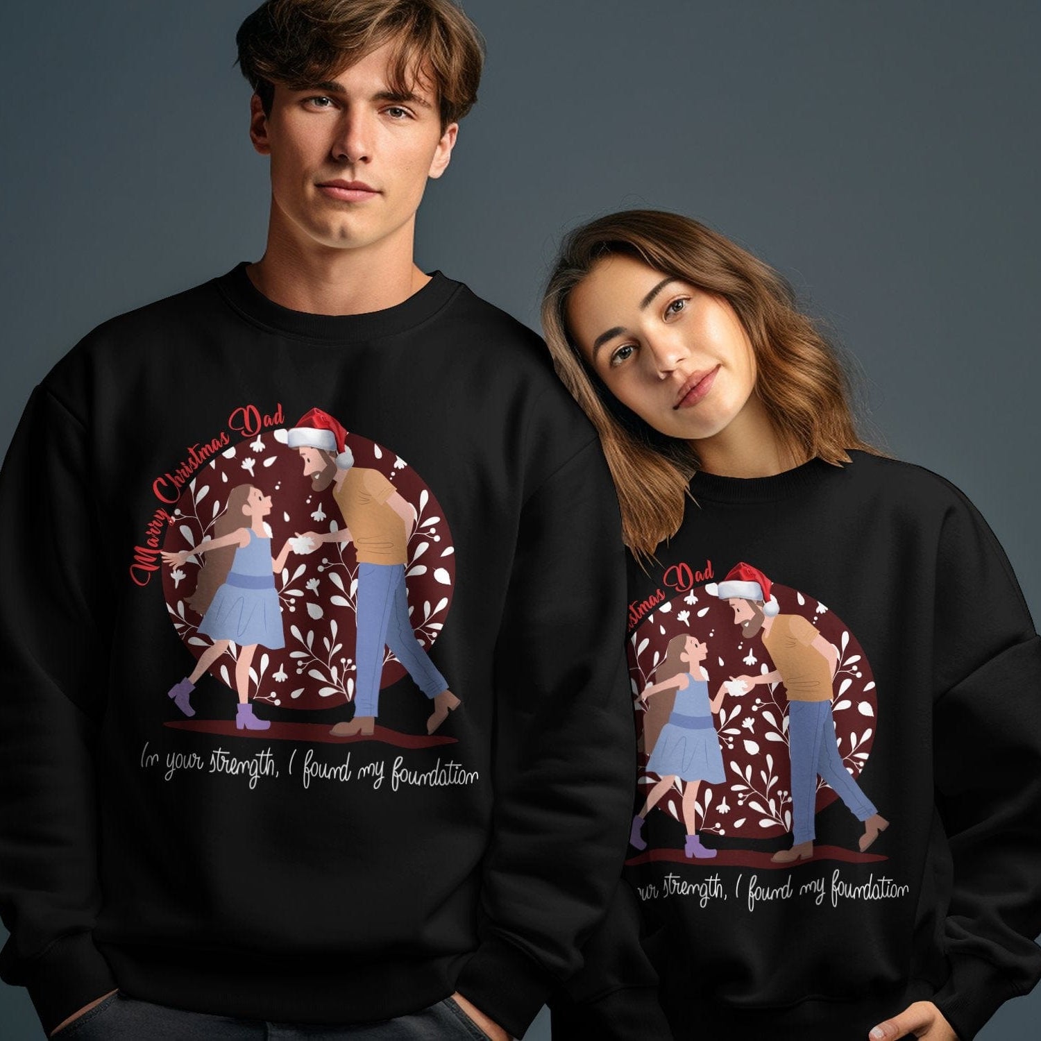 Printify Sweatshirt Cheers to Dad's Love, Daughter's Laughter: Christmas Unisex Heavy Blend™ Crewneck Sweatshirt