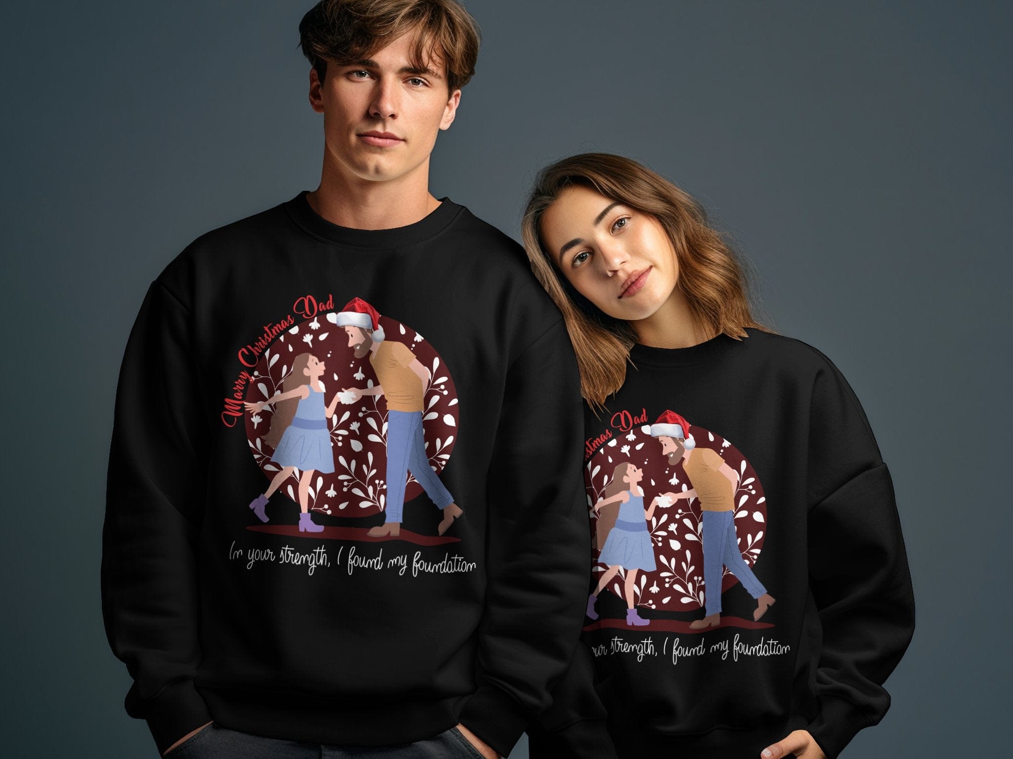 Printify Sweatshirt Cheers to Dad's Love, Daughter's Laughter: Christmas Unisex Heavy Blend™ Crewneck Sweatshirt