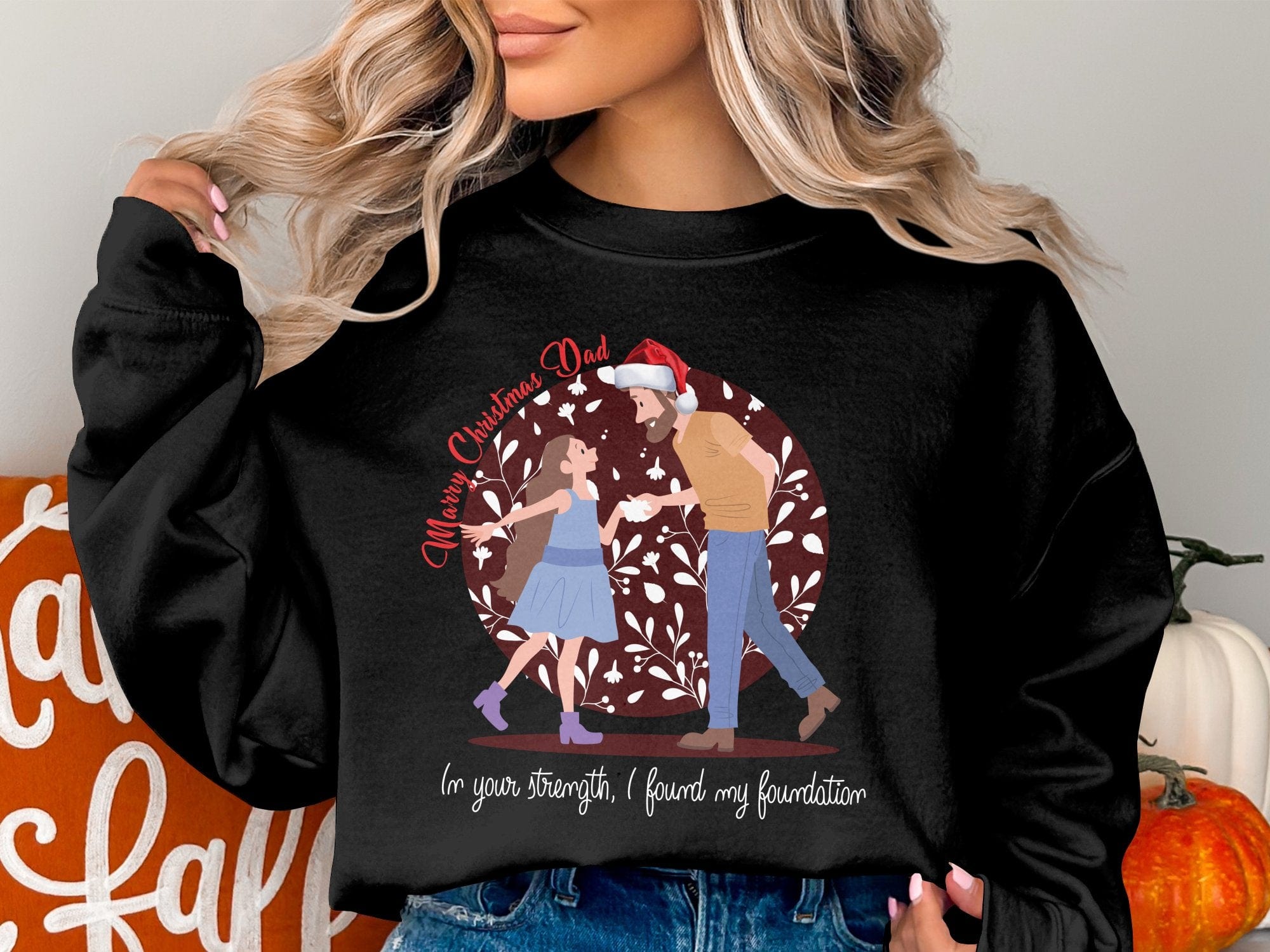 Printify Sweatshirt Cheers to Dad's Love, Daughter's Laughter: Christmas Unisex Heavy Blend™ Crewneck Sweatshirt