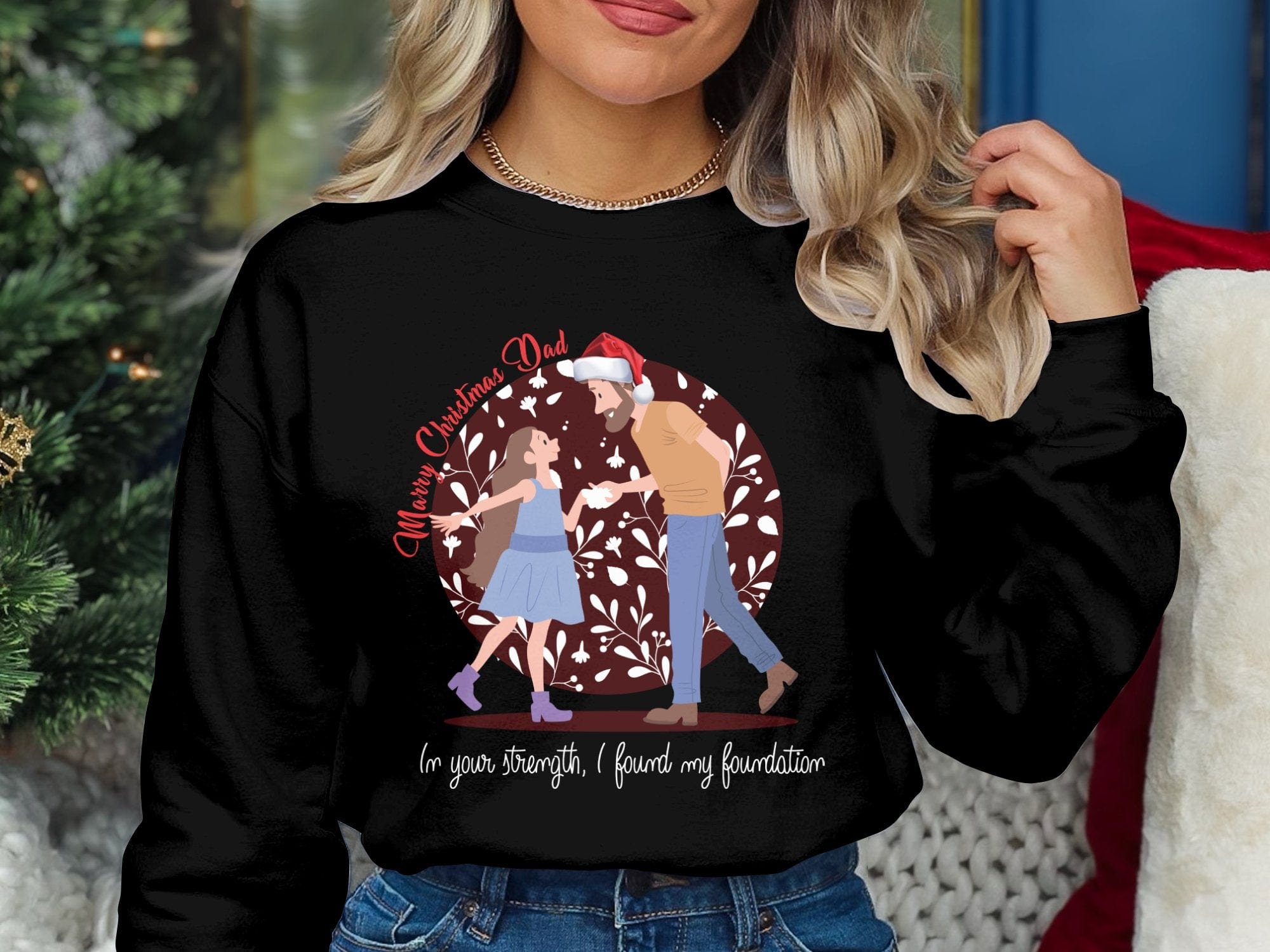 Printify Sweatshirt Cheers to Dad's Love, Daughter's Laughter: Christmas Unisex Heavy Blend™ Crewneck Sweatshirt