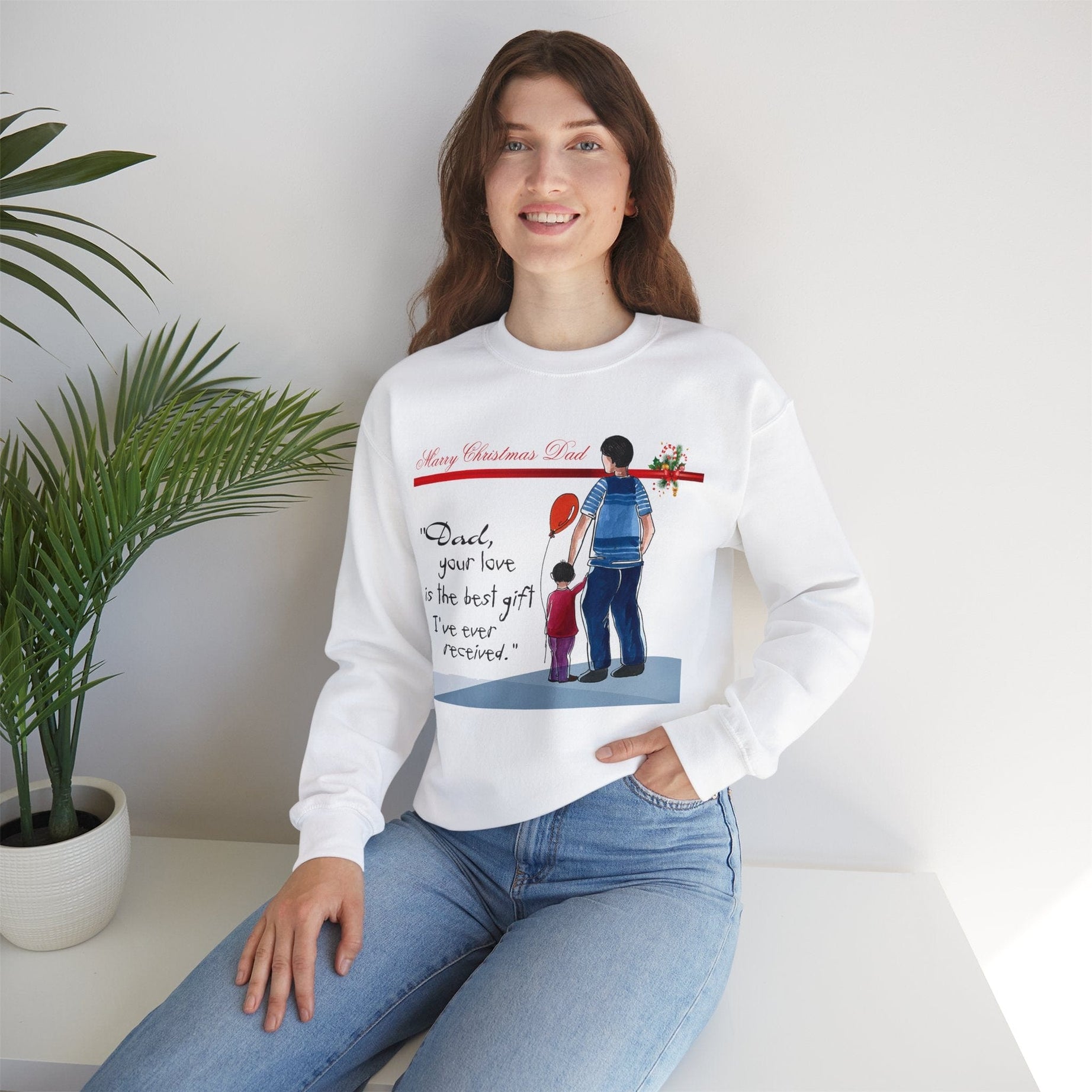 Printify Sweatshirt Daddy's Little Elves: A Christmas Blend of Love and Laughter-Unisex Heavy Blend™ Crewneck Sweatshirt
