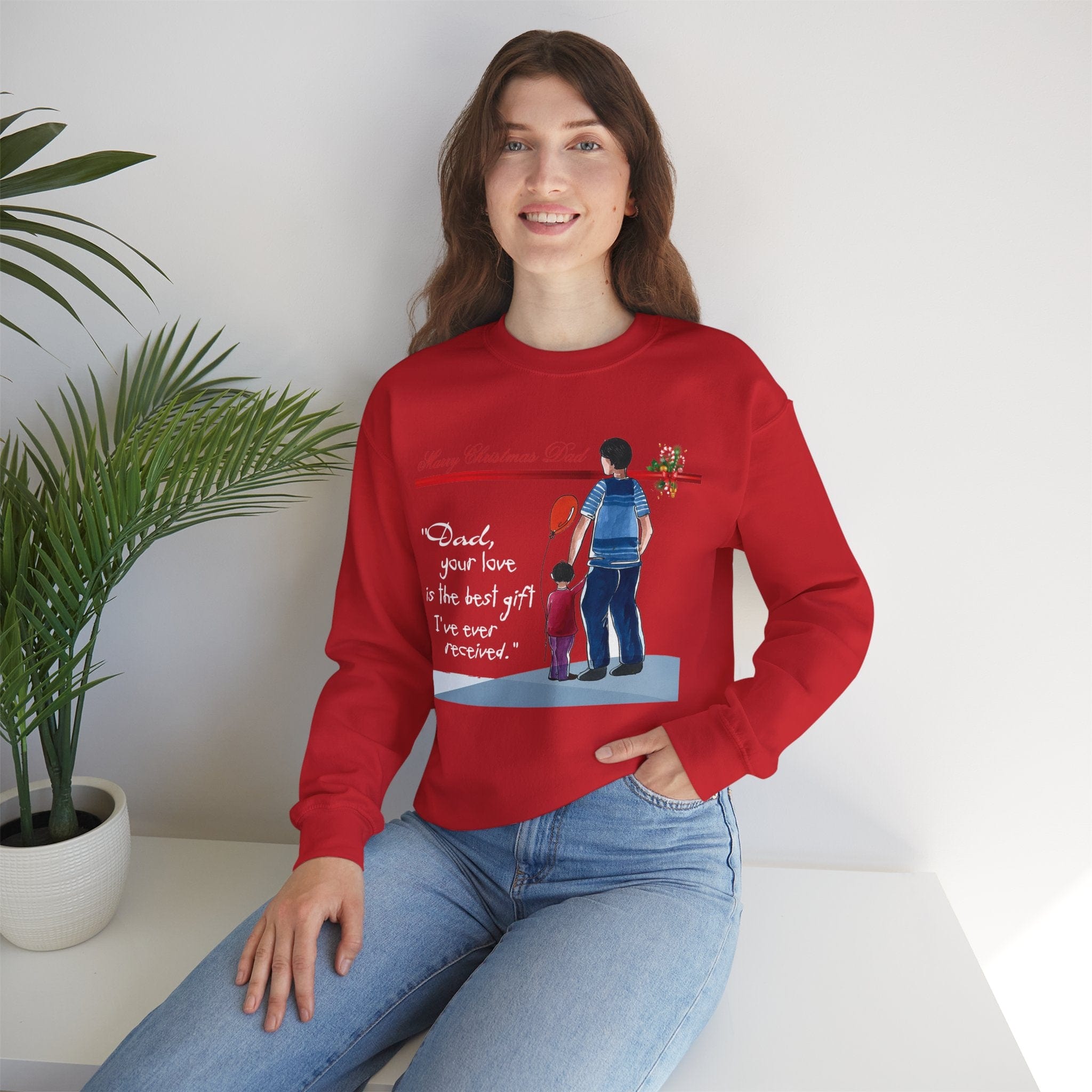 Printify Sweatshirt Daddy's Little Elves: A Christmas Blend of Love and Laughter-Unisex Heavy Blend™ Crewneck Sweatshirt