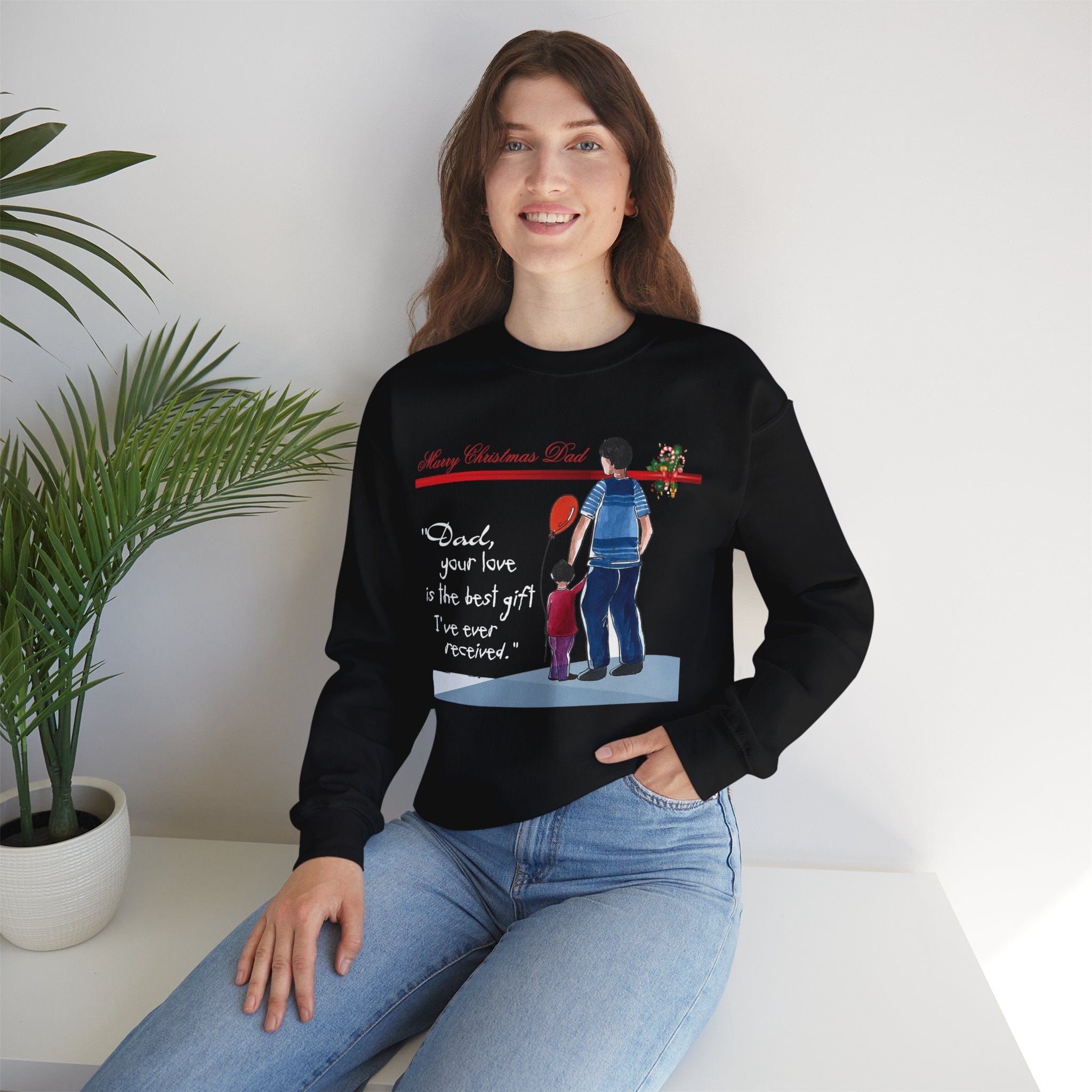 Printify Sweatshirt Daddy's Little Elves: A Christmas Blend of Love and Laughter-Unisex Heavy Blend™ Crewneck Sweatshirt