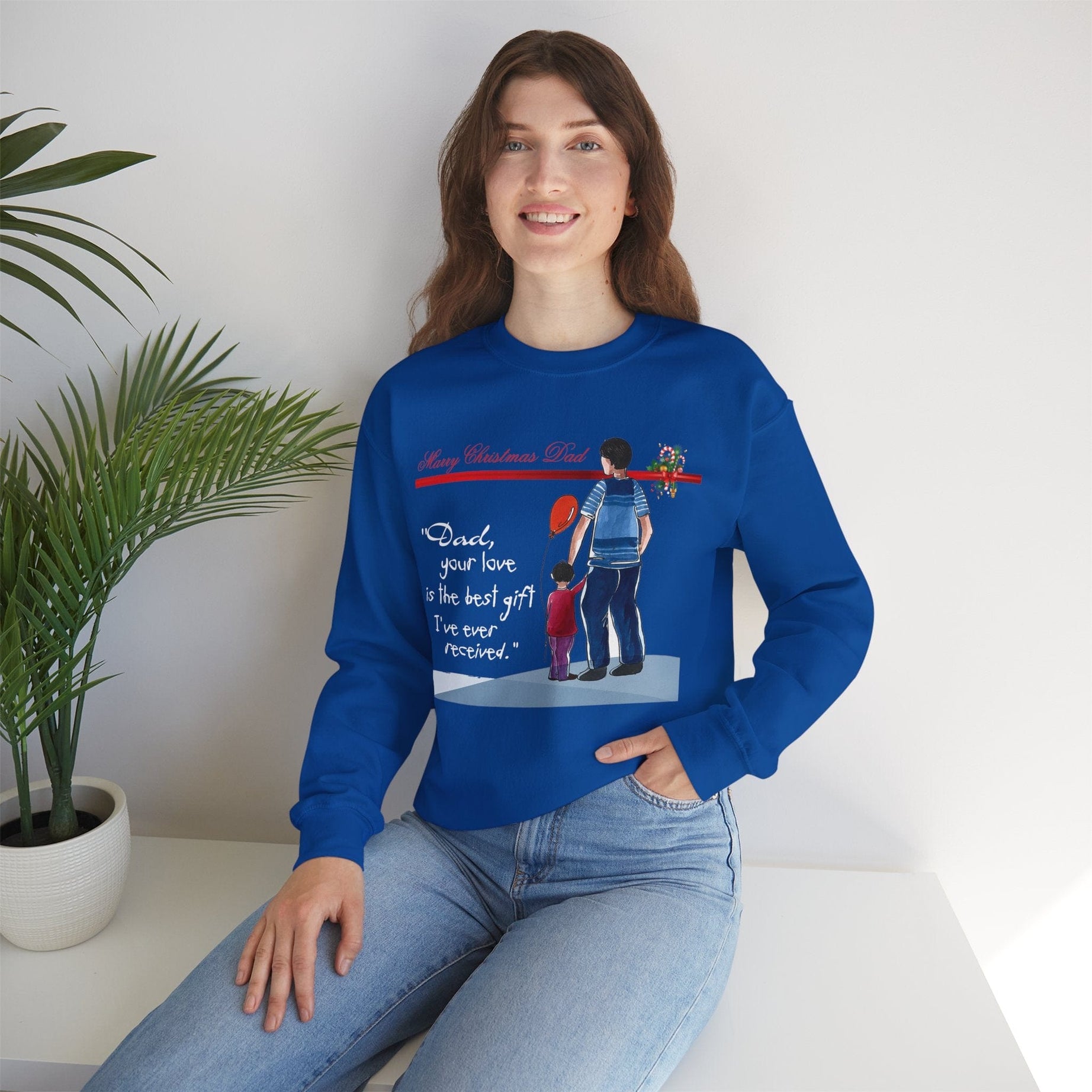 Printify Sweatshirt Daddy's Little Elves: A Christmas Blend of Love and Laughter-Unisex Heavy Blend™ Crewneck Sweatshirt