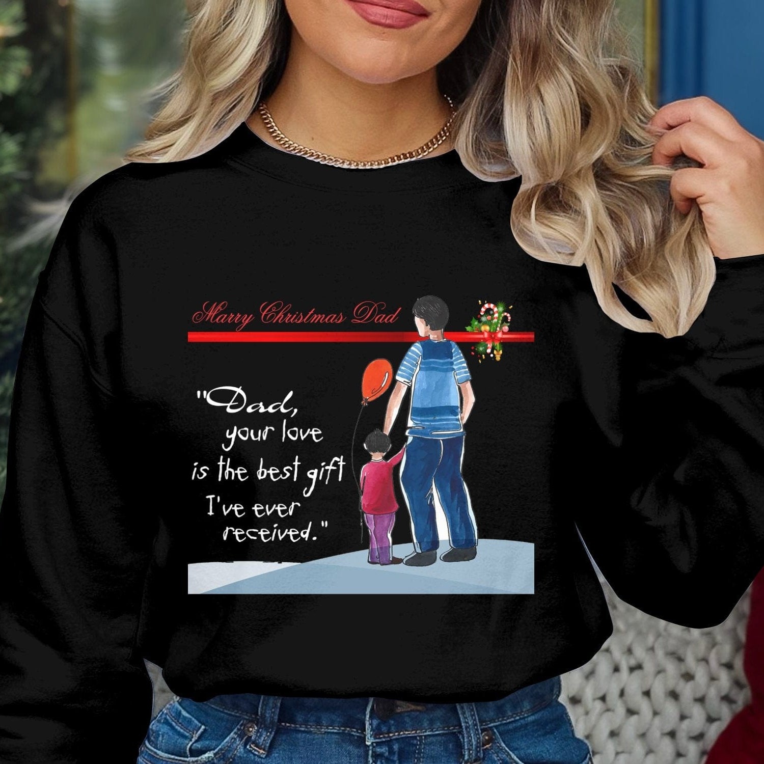 Printify Sweatshirt Daddy's Little Elves: A Christmas Blend of Love and Laughter-Unisex Heavy Blend™ Crewneck Sweatshirt