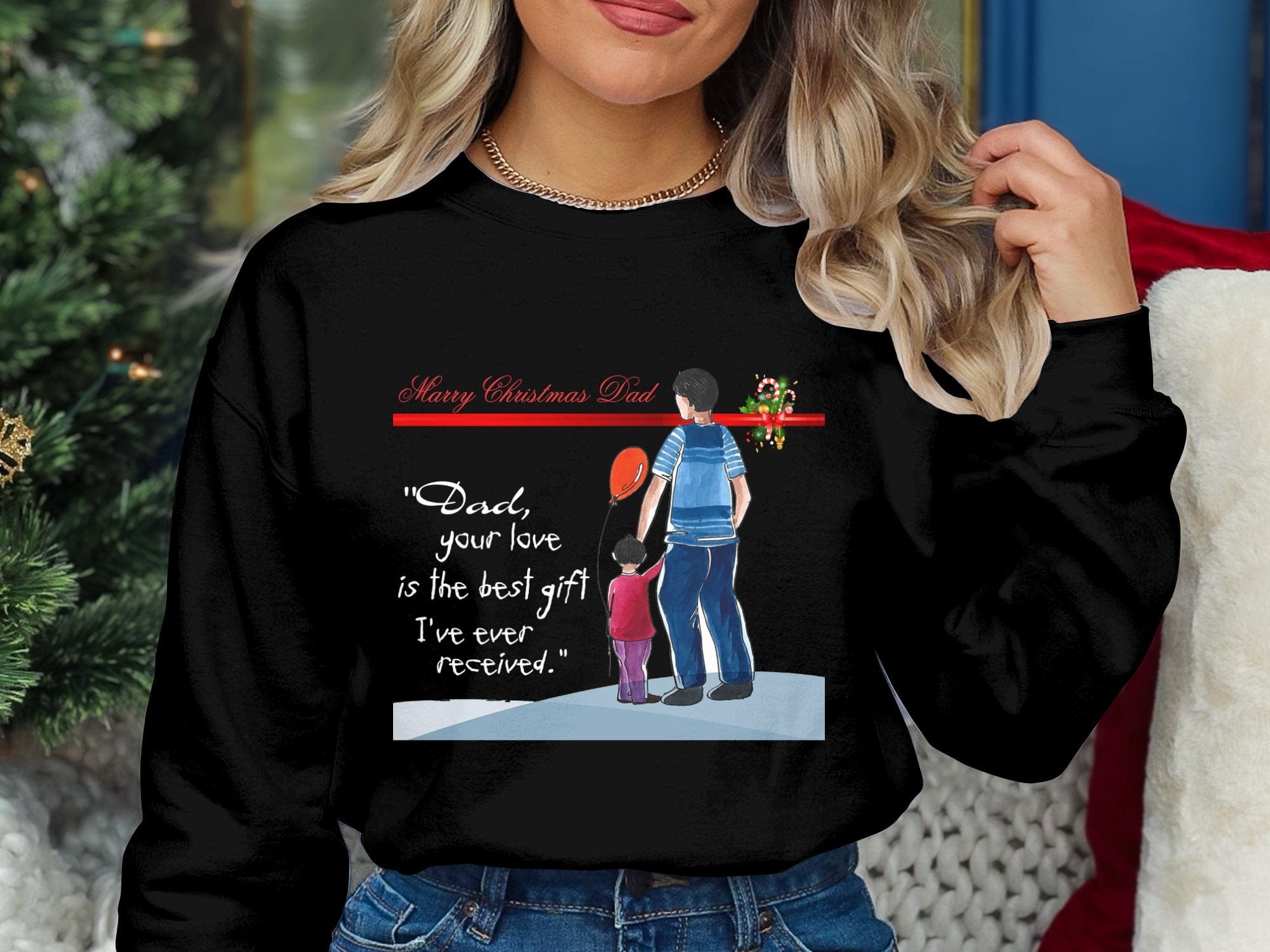 Printify Sweatshirt Daddy's Little Elves: A Christmas Blend of Love and Laughter-Unisex Heavy Blend™ Crewneck Sweatshirt