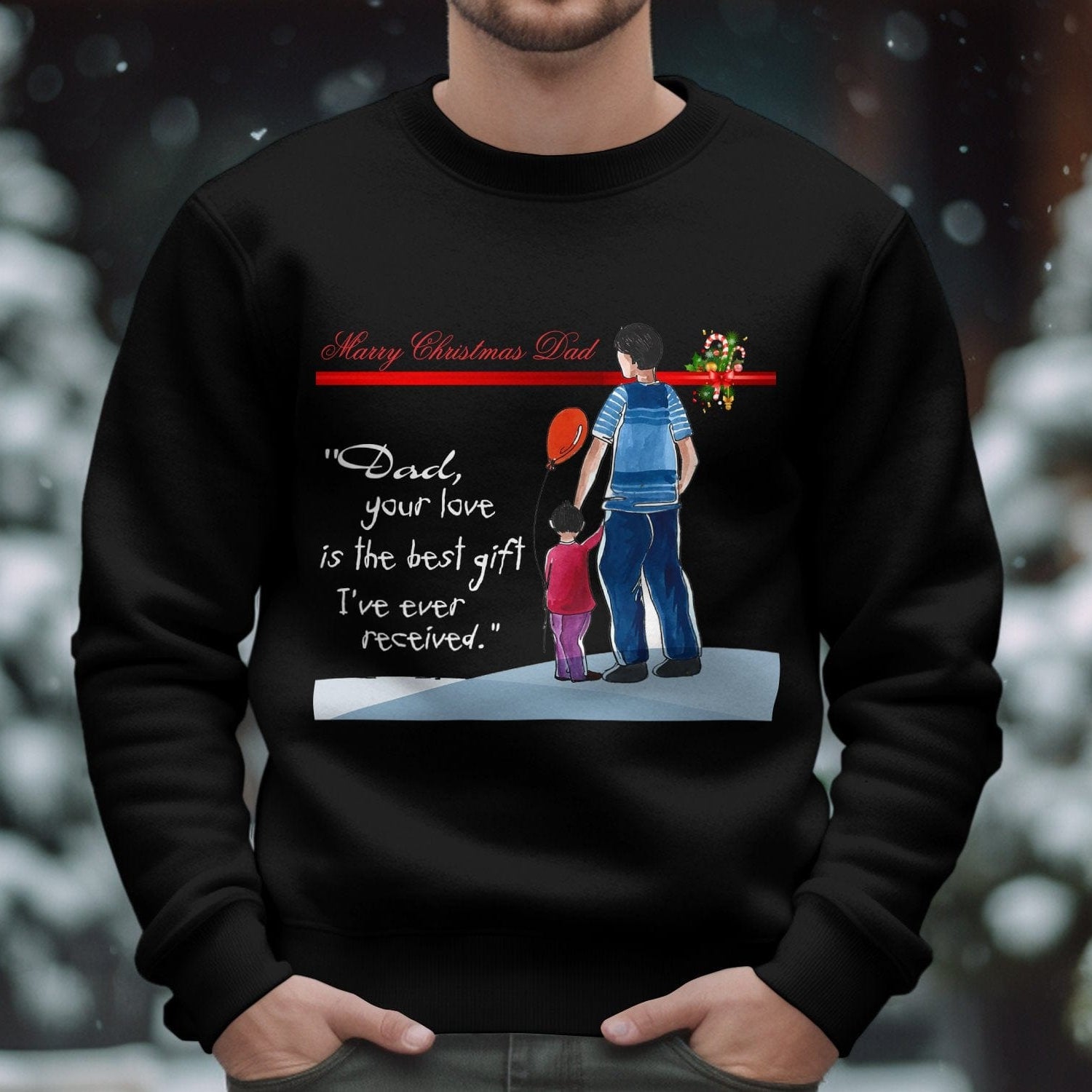 Printify Sweatshirt Daddy's Little Elves: A Christmas Blend of Love and Laughter-Unisex Heavy Blend™ Crewneck Sweatshirt