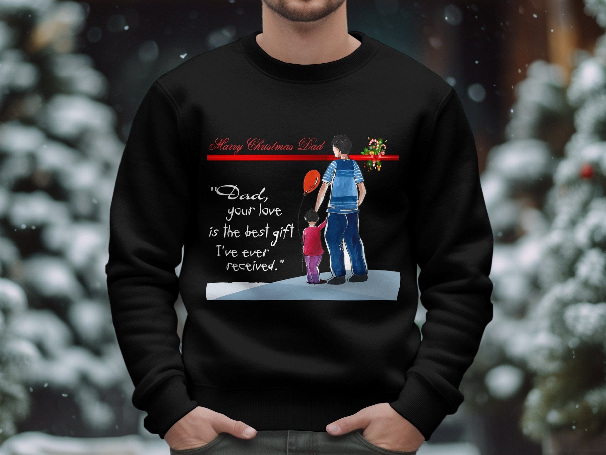 Printify Sweatshirt Daddy's Little Elves: A Christmas Blend of Love and Laughter-Unisex Heavy Blend™ Crewneck Sweatshirt
