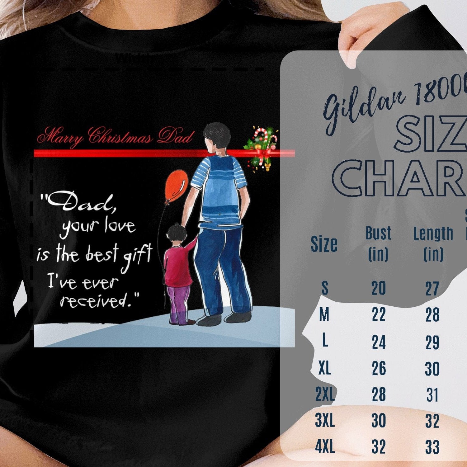 Printify Sweatshirt Daddy's Little Elves: A Christmas Blend of Love and Laughter-Unisex Heavy Blend™ Crewneck Sweatshirt