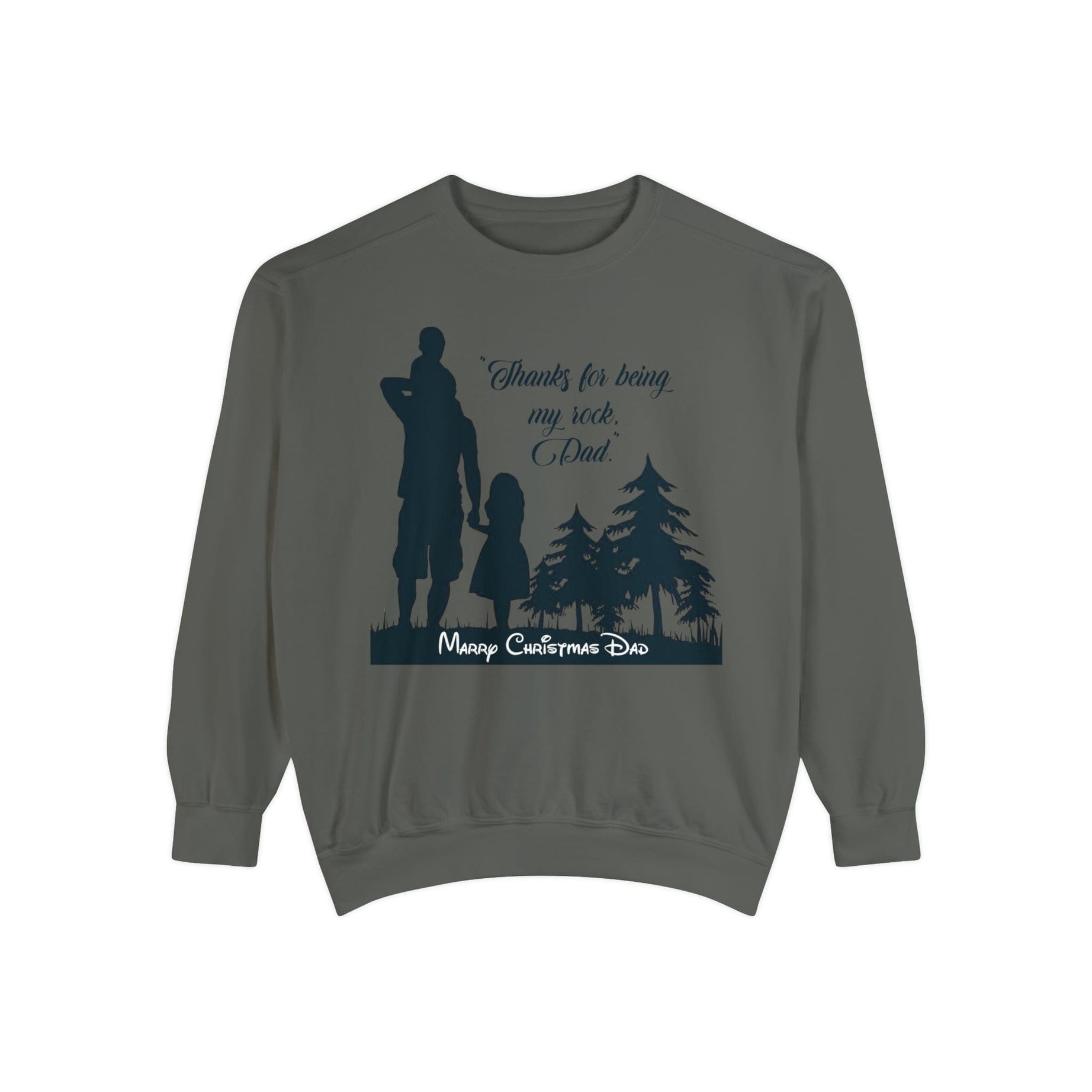 Printify Sweatshirt Pepper / S Cheers to Dad's Love, Daughter's Laughter: Christmas Unisex Garment-Dyed Sweatshirt