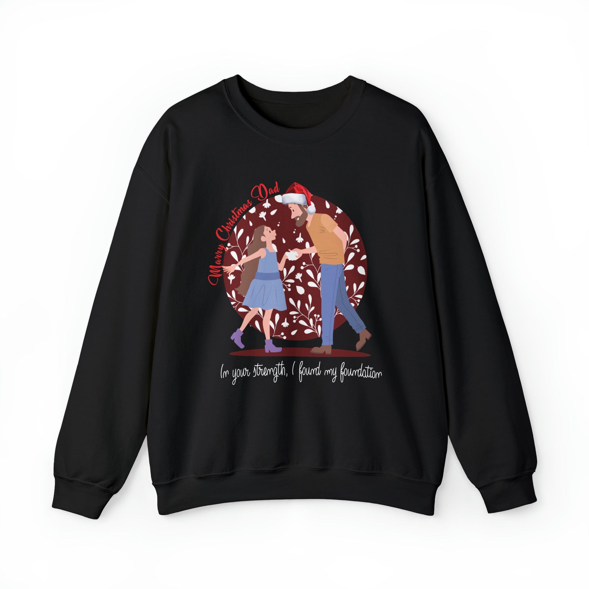 Printify Sweatshirt S / Black Cheers to Dad's Love, Daughter's Laughter: Christmas Unisex Heavy Blend™ Crewneck Sweatshirt
