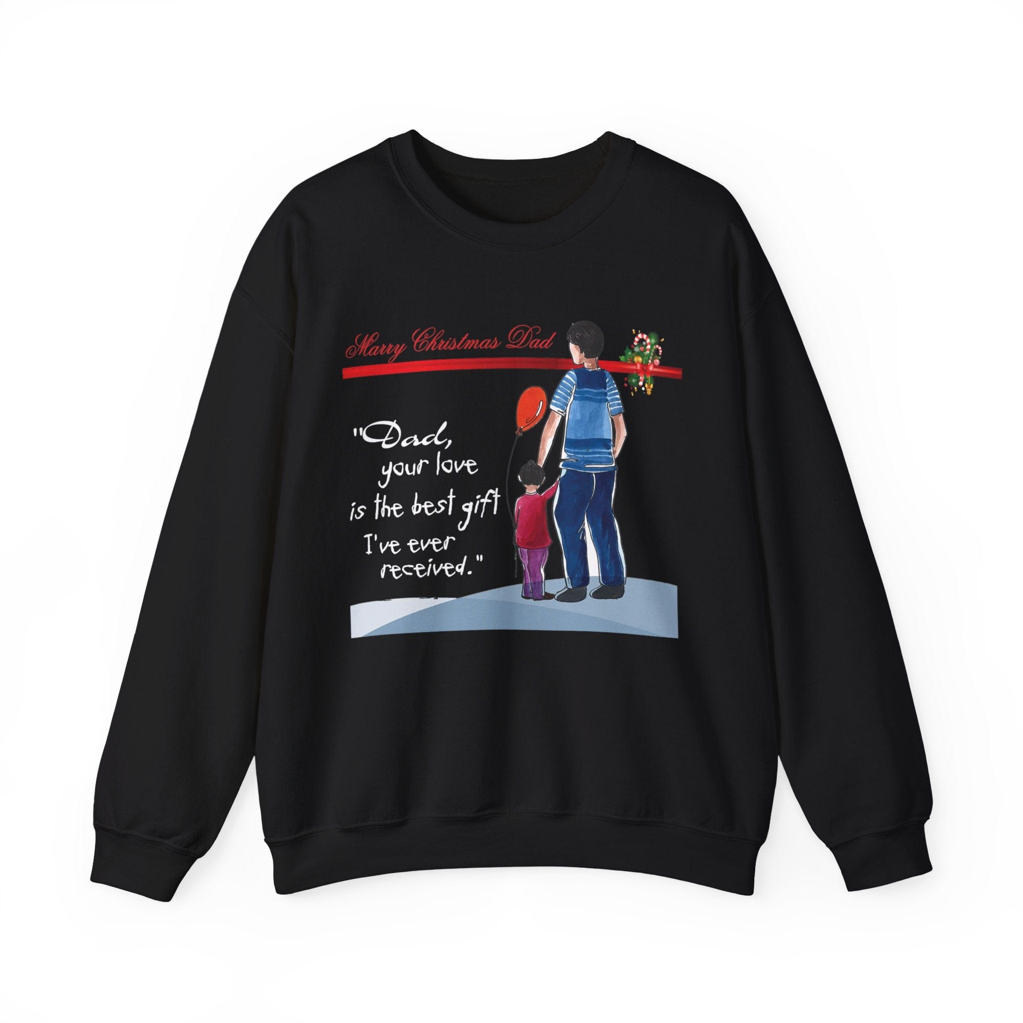 Printify Sweatshirt S / Black Daddy's Little Elves: A Christmas Blend of Love and Laughter-Unisex Heavy Blend™ Crewneck Sweatshirt