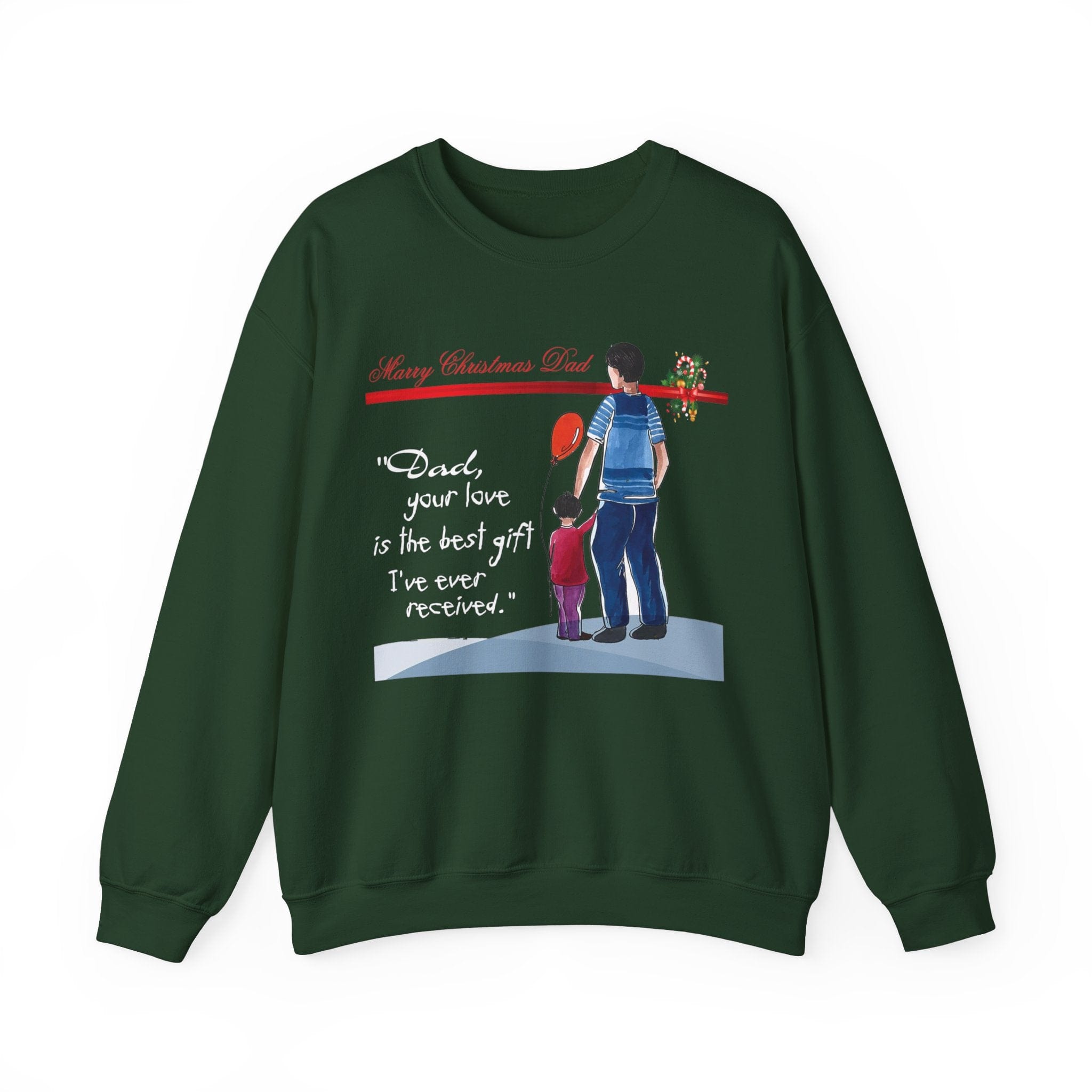 Printify Sweatshirt S / Forest Green Daddy's Little Elves: A Christmas Blend of Love and Laughter-Unisex Heavy Blend™ Crewneck Sweatshirt