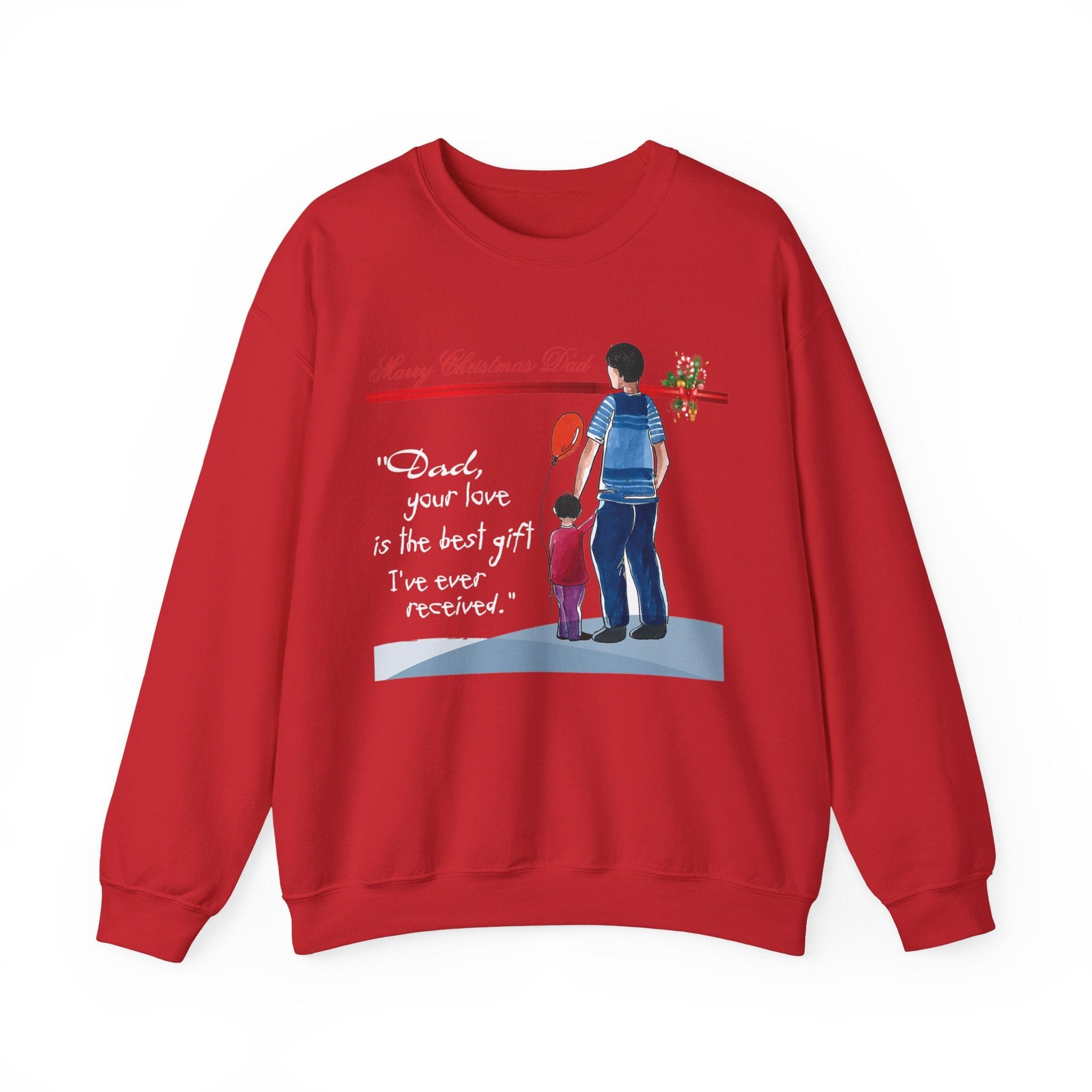 Printify Sweatshirt S / Red Daddy's Little Elves: A Christmas Blend of Love and Laughter-Unisex Heavy Blend™ Crewneck Sweatshirt