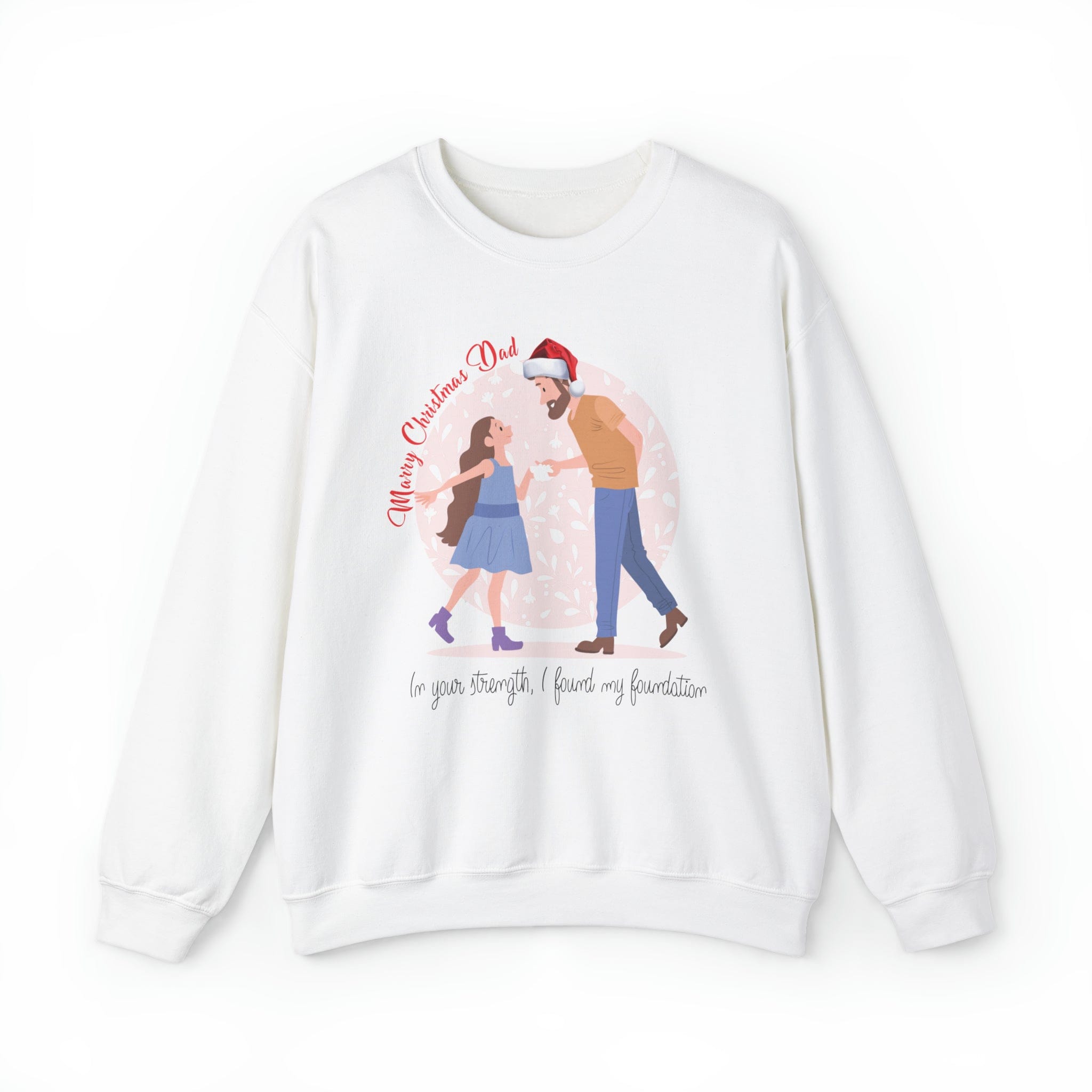 Printify Sweatshirt S / White Cheers to Dad's Love, Daughter's Laughter: Christmas Unisex Heavy Blend™ Crewneck Sweatshirt