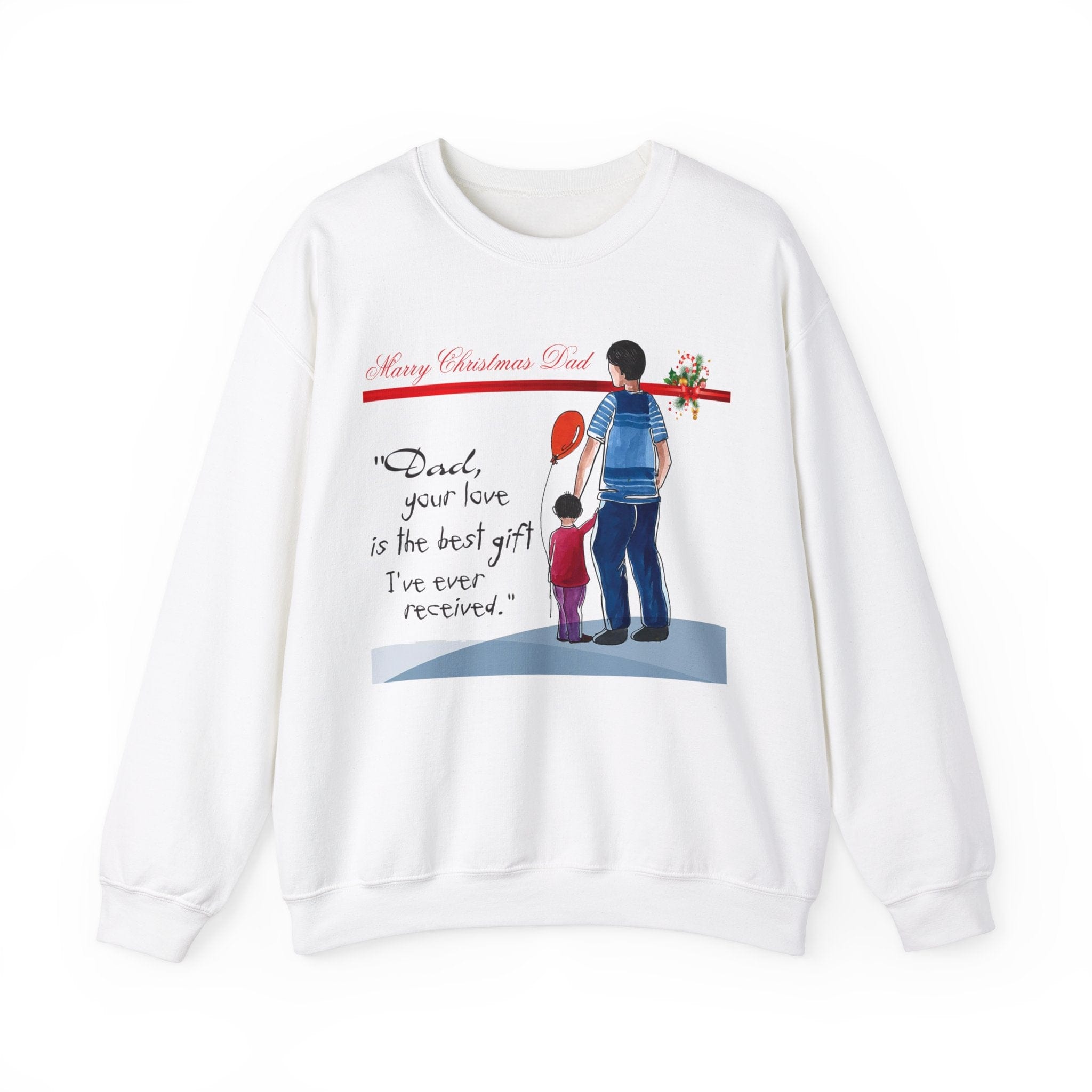 Printify Sweatshirt S / White Daddy's Little Elves: A Christmas Blend of Love and Laughter-Unisex Heavy Blend™ Crewneck Sweatshirt