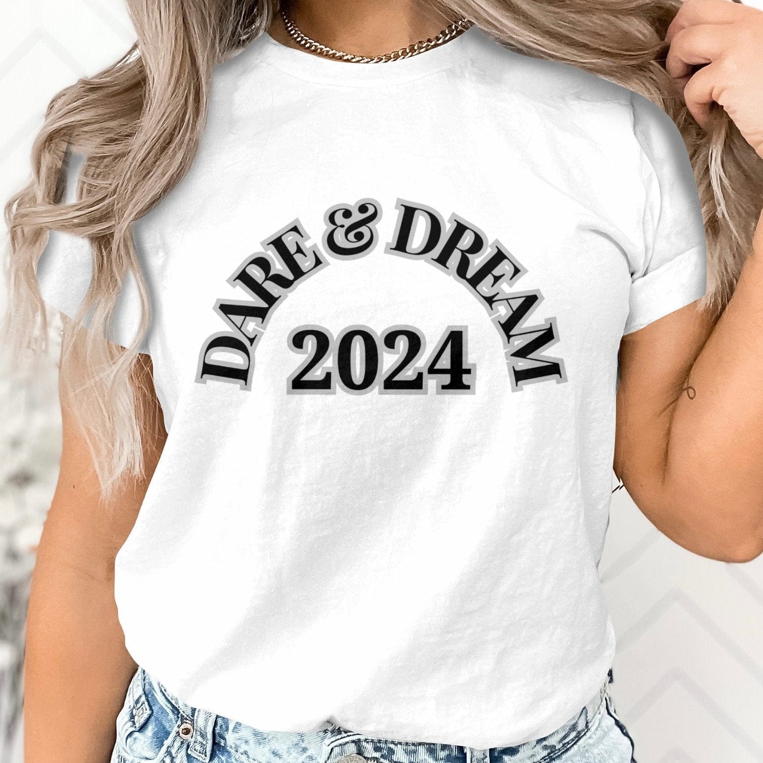 Printify T-Shirt Dare & Dream 2024 designed Unisex Heavy Cotton Tee