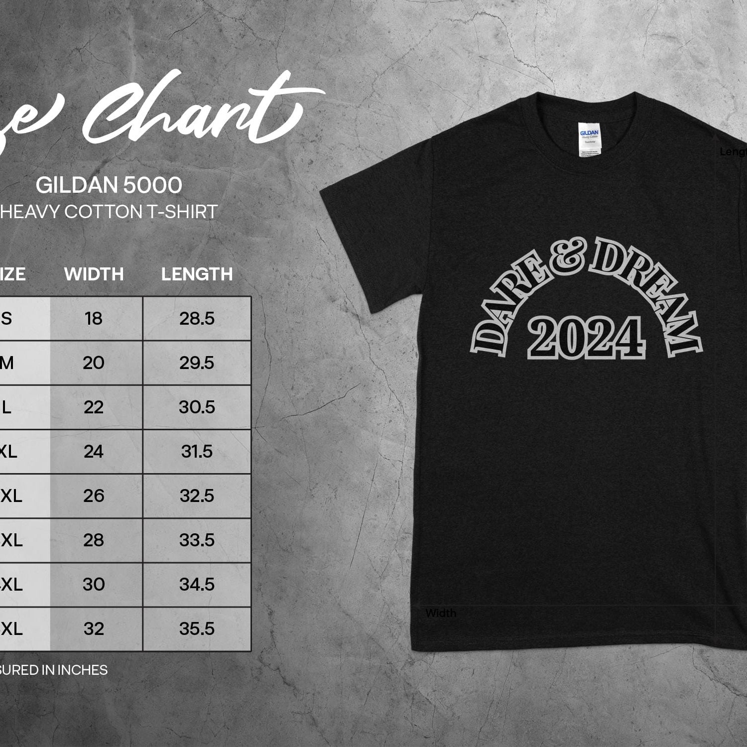 Printify T-Shirt Dare & Dream 2024 designed Unisex Heavy Cotton Tee