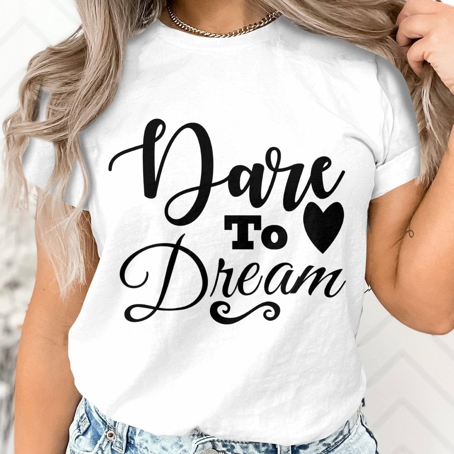 Printify T-Shirt dare to dream motivational quote designed Unisex Heavy Cotton Tee