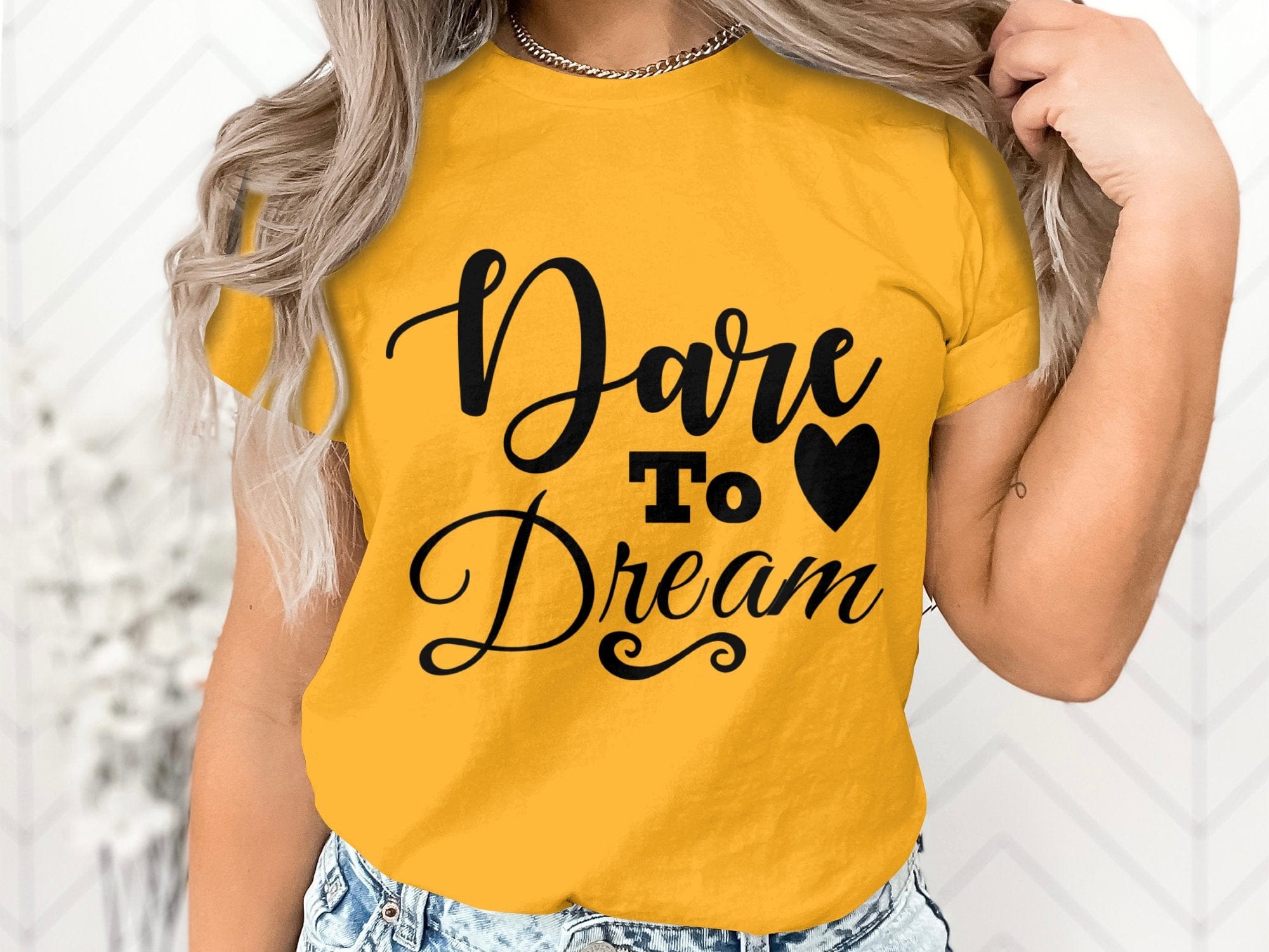 Printify T-Shirt dare to dream motivational quote designed Unisex Heavy Cotton Tee