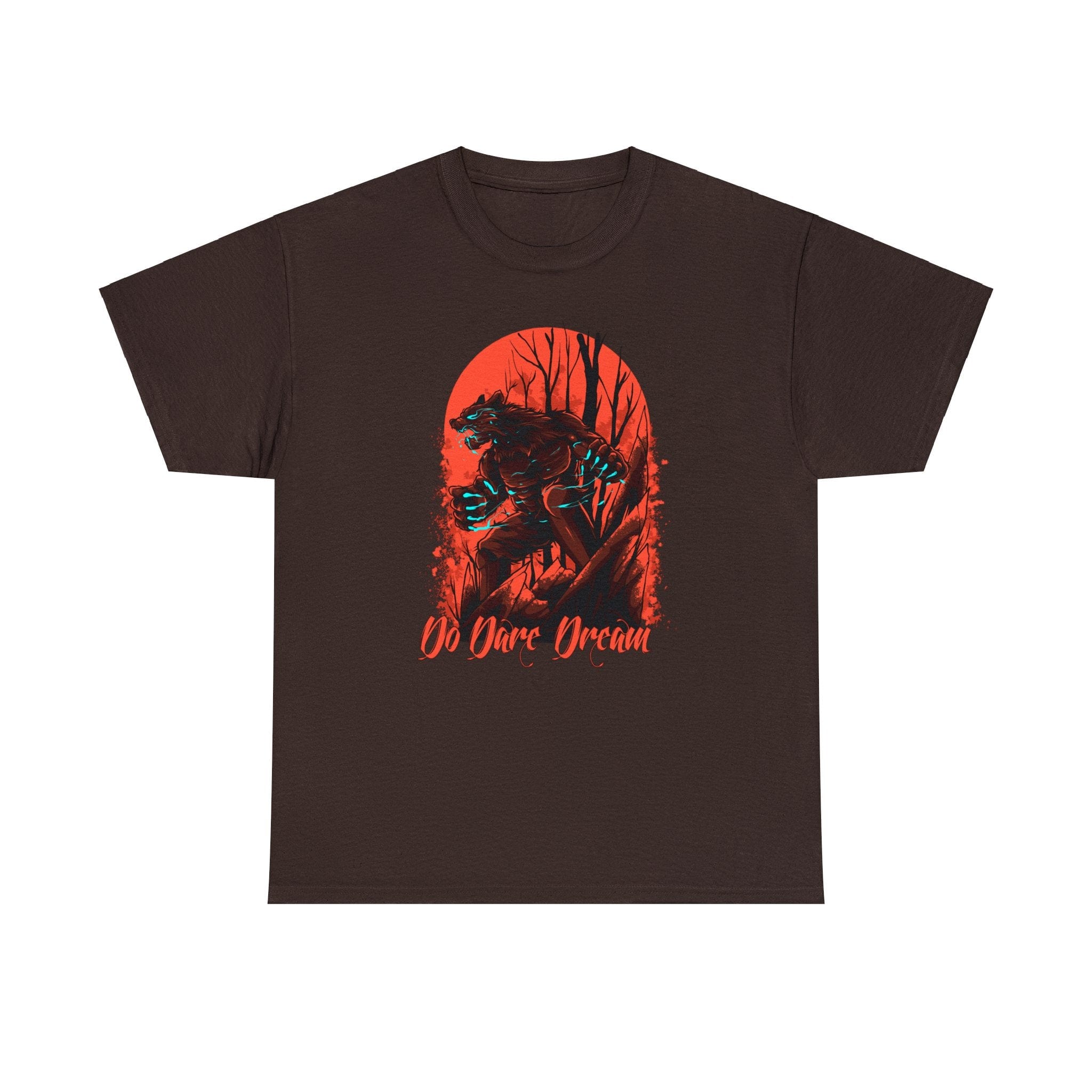 Printify T-Shirt Dark Chocolate / S Wolf designed fearless Unisex Heavy Cotton Tee