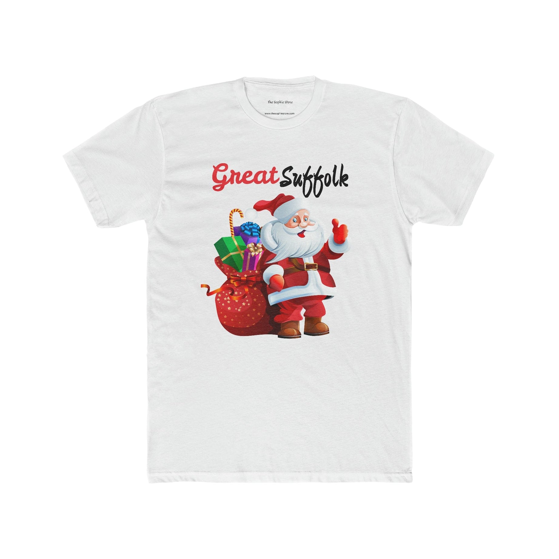 Printify T-Shirt Solid White / XS Men's Cotton Crew T-Shirt with Christmas design on Center and back side