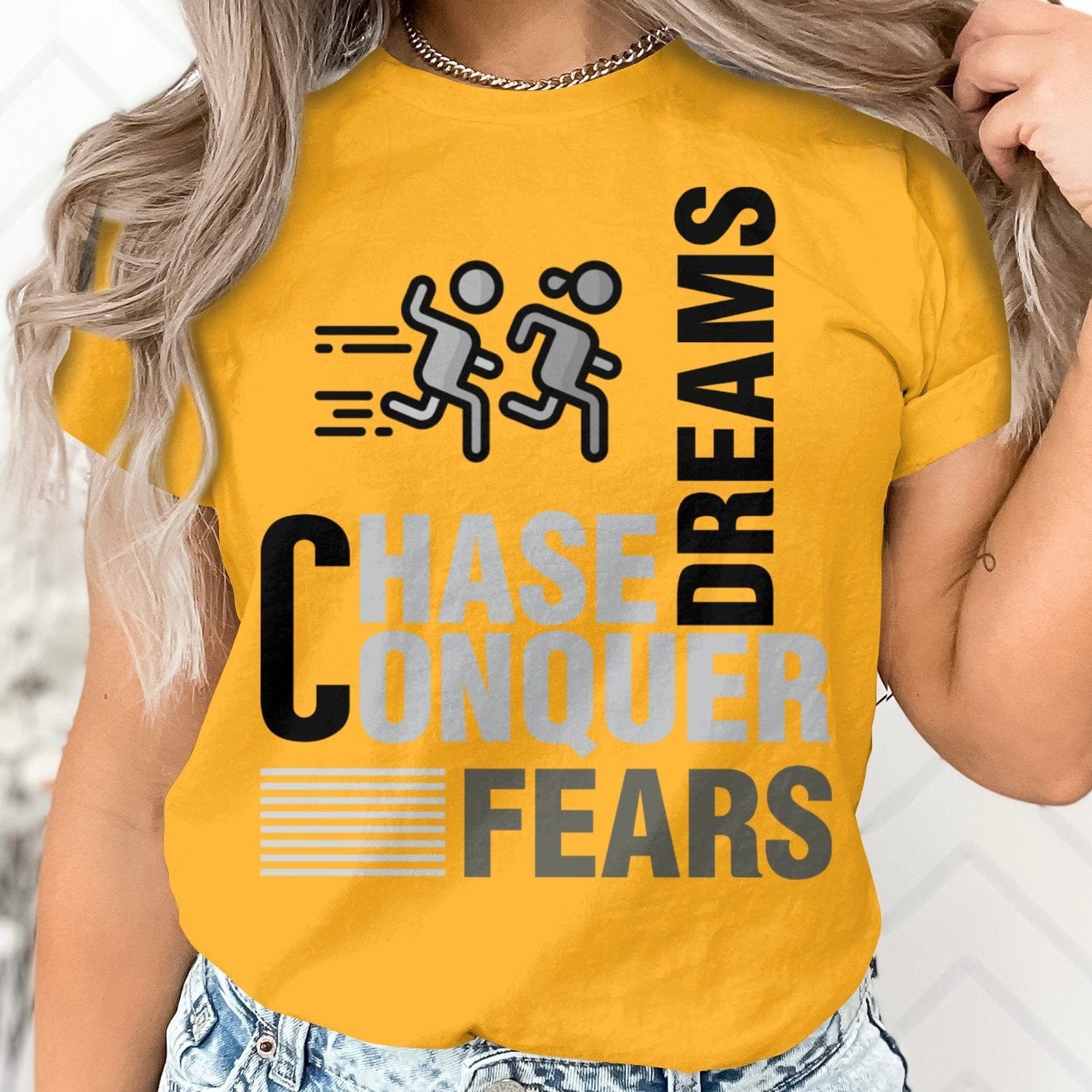 Printify T-Shirt Sophie's Aspire Collection: Elevate Your Ambitions, Conquer Fears, and Wear the Courage of Dreams Unisex Heavy Cotton Tee
