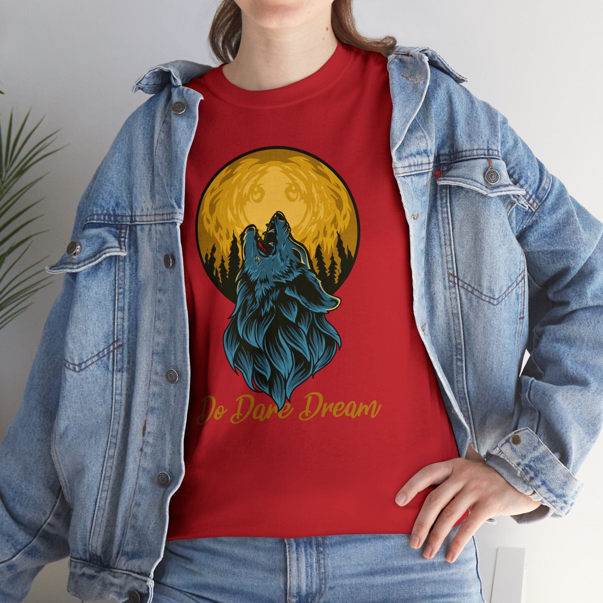 Printify T-Shirt Threaded Aspirations: Sophie's 'Do Dare Dream' Wolf Designed T-Shirt - Bold Fashion That Speaks of Fearless Dreams.