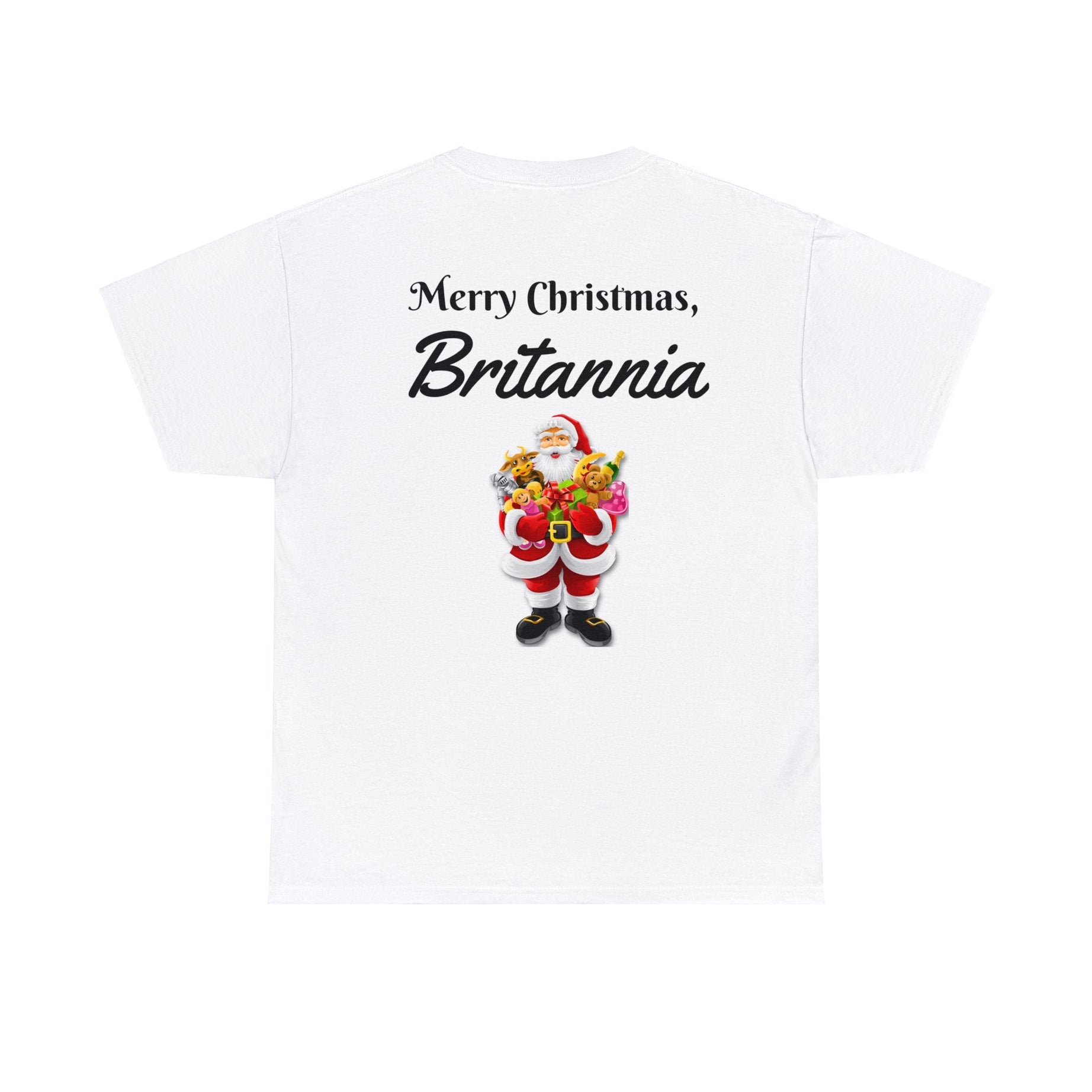 Printify T-Shirt Unisex Heavy Cotton Tee with Merry Christmas, Britannia! text