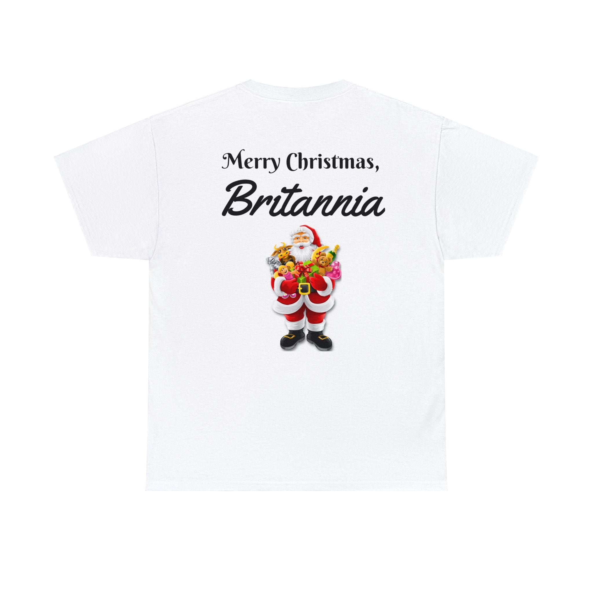 Printify T-Shirt Unisex Heavy Cotton Tee with Merry Christmas, Britannia! text
